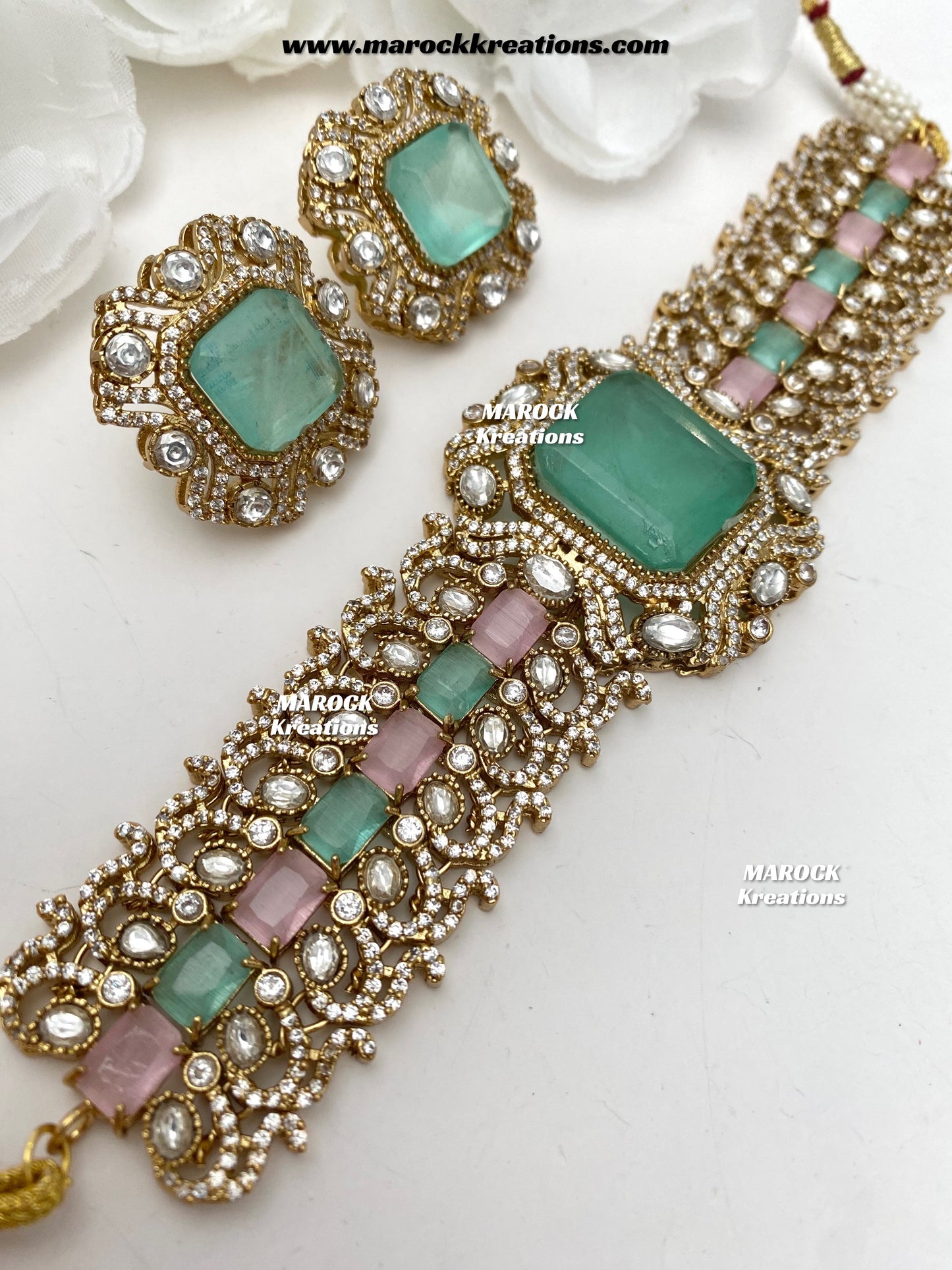 Paloma Sabyasachi inspired Premium Quality Moissanite Kundan and American Diamond choker set