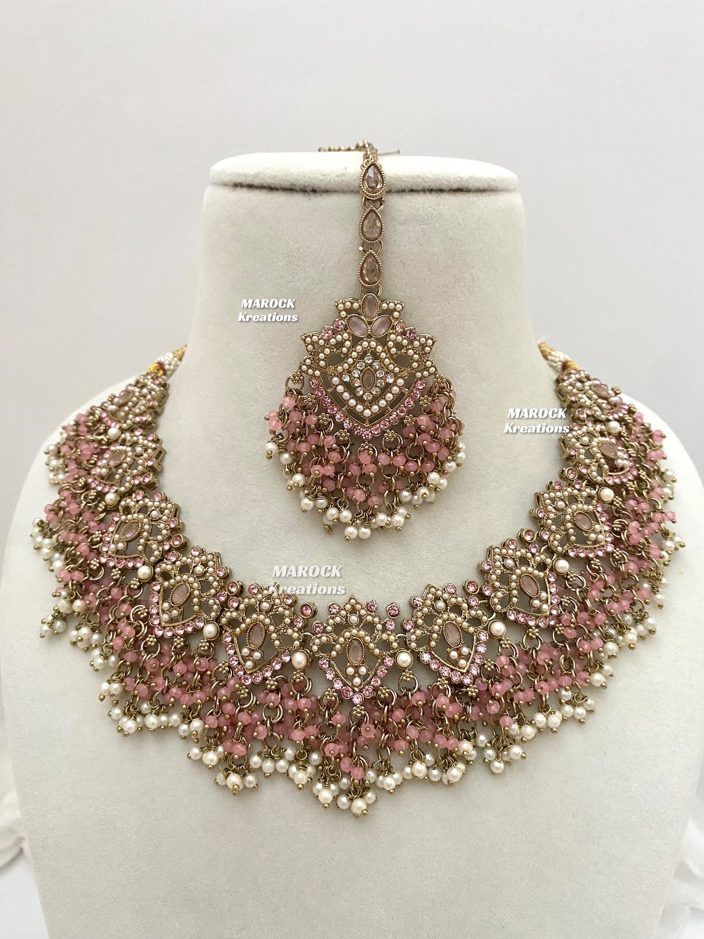 Aisha Antique Gold Pakistani Necklace set with Passa