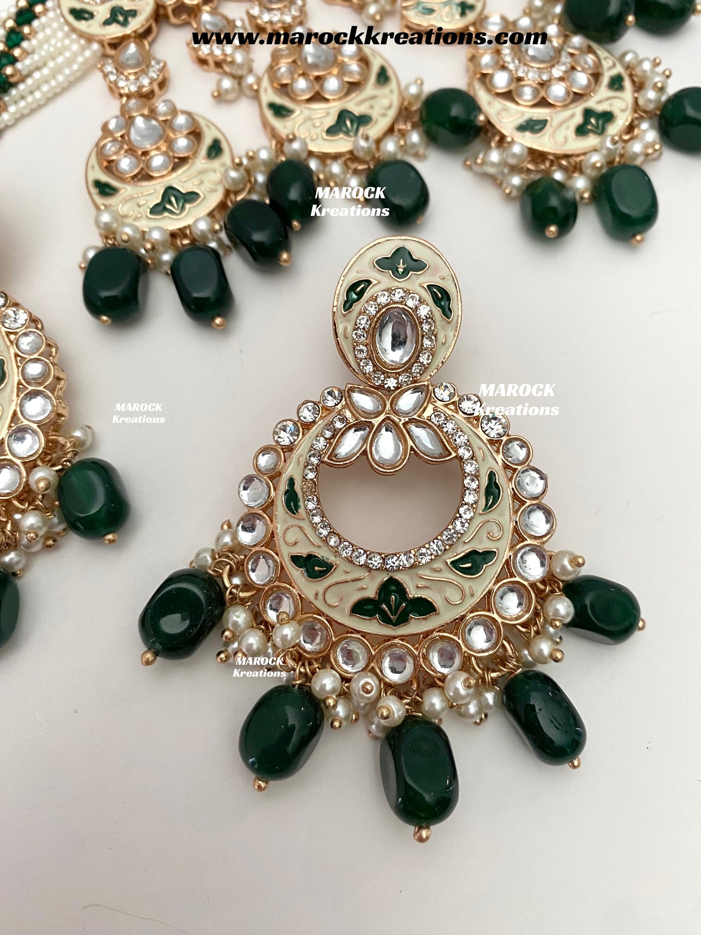Nirvi Premium Quality Rose Gold Kundan Meenakari Choker/Necklace set