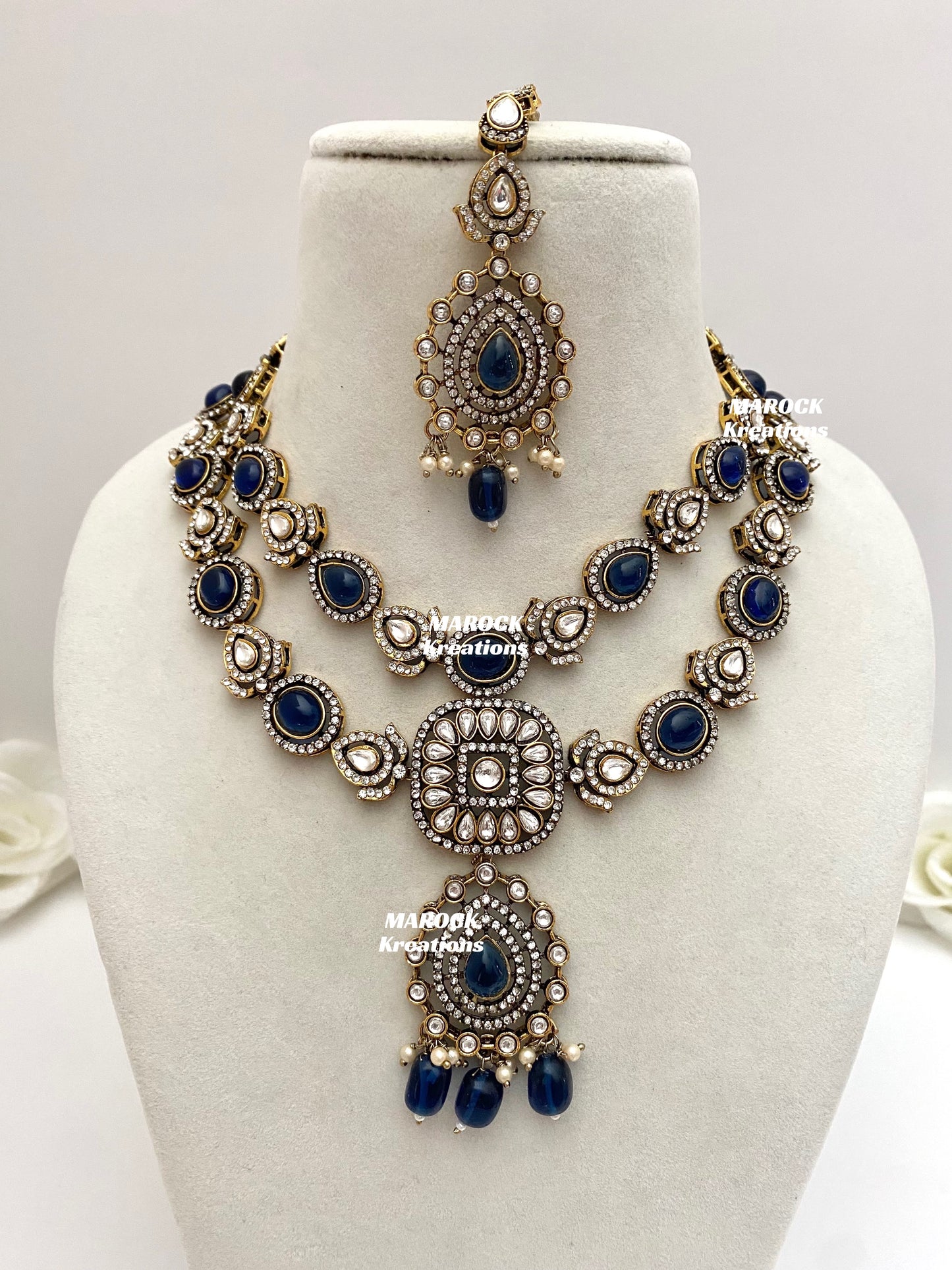 Hanali Victorian Kundan Statement Necklace set