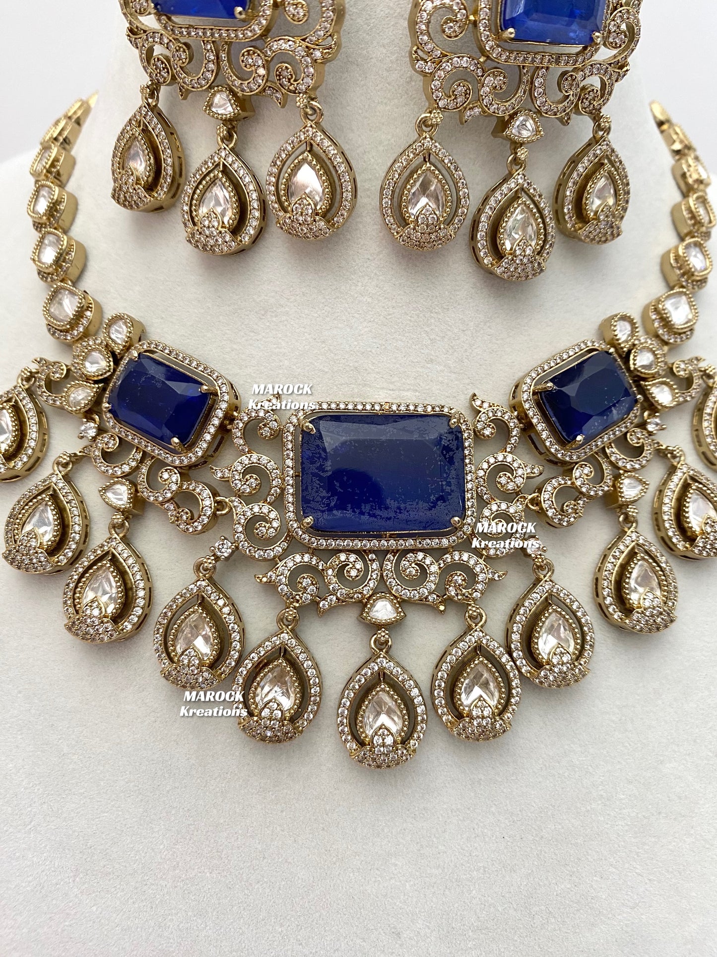 Labiba Sabyasachi inspired Premium Quality Moissanite Kundan with doublet stone Statement Necklace set