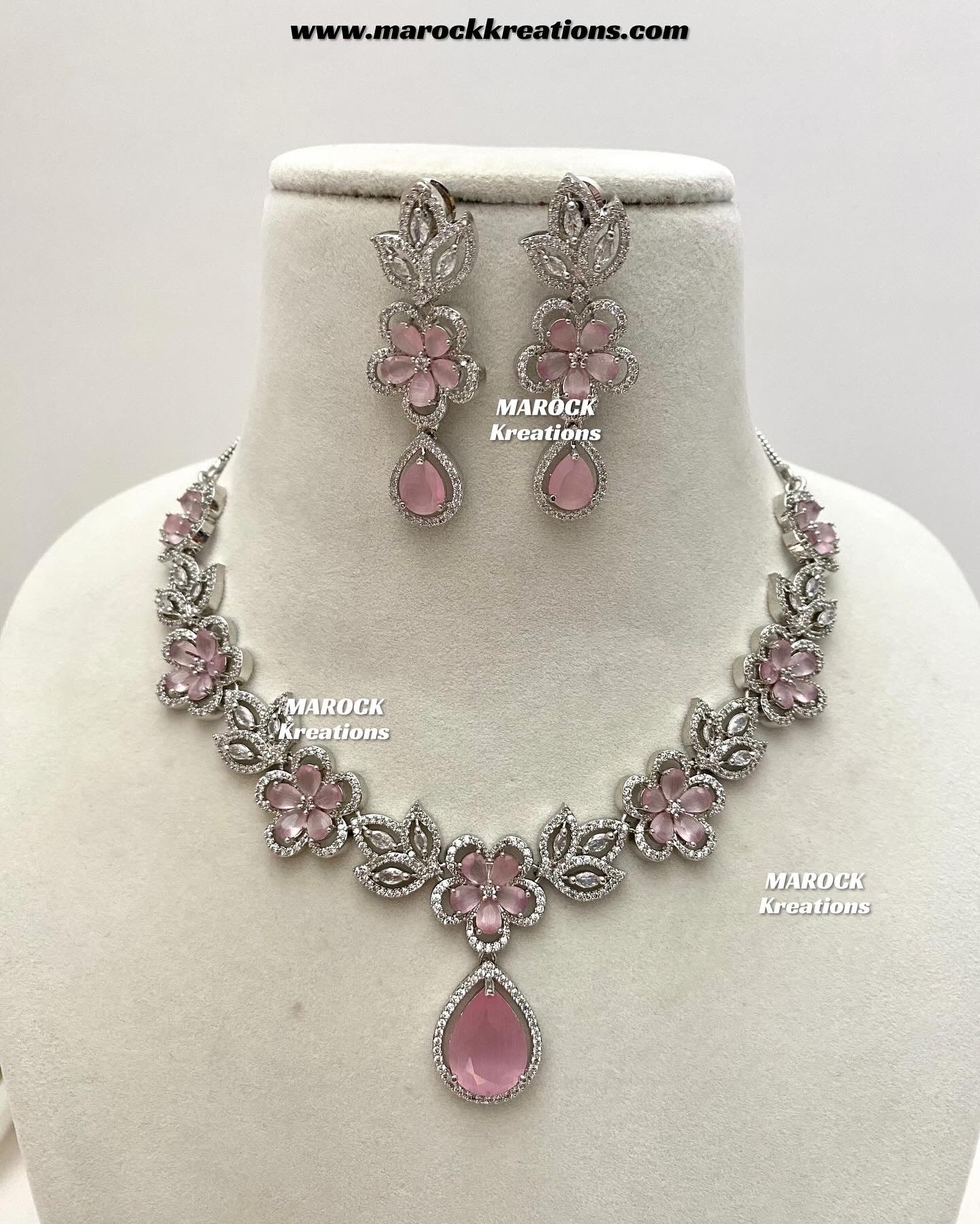 Sibani Silver American Diamond Necklace set