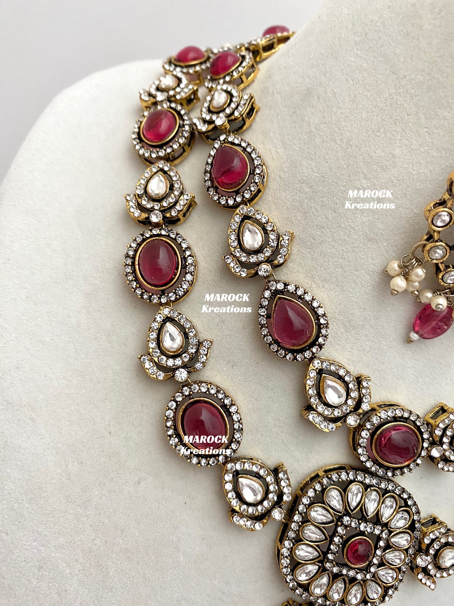 Hanali Victorian Kundan Statement Necklace set
