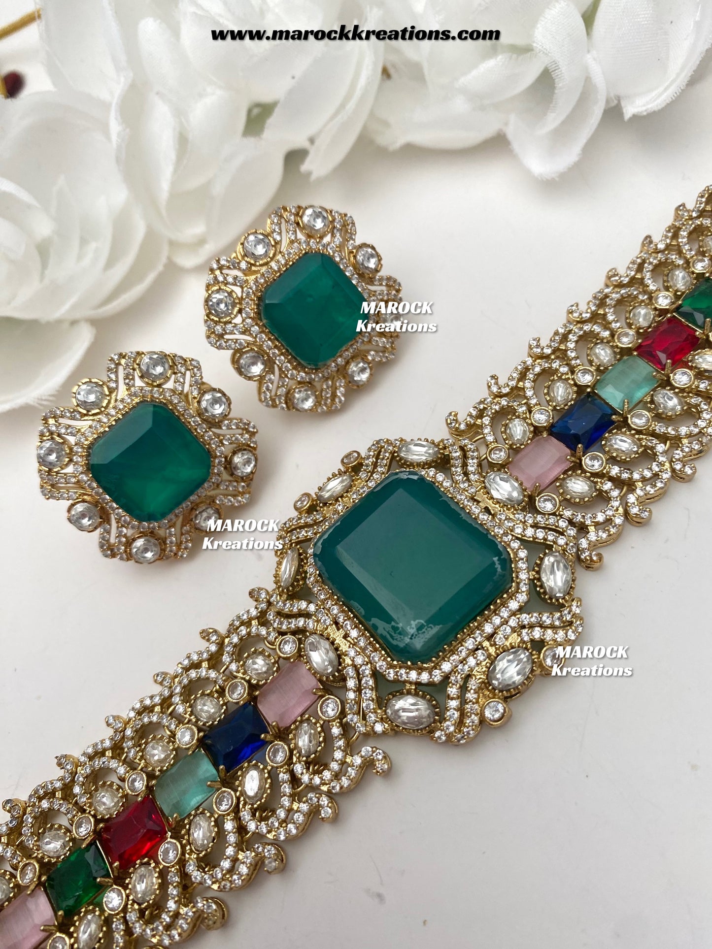 Paloma Sabyasachi inspired Premium Quality Moissanite Kundan and American Diamond choker set