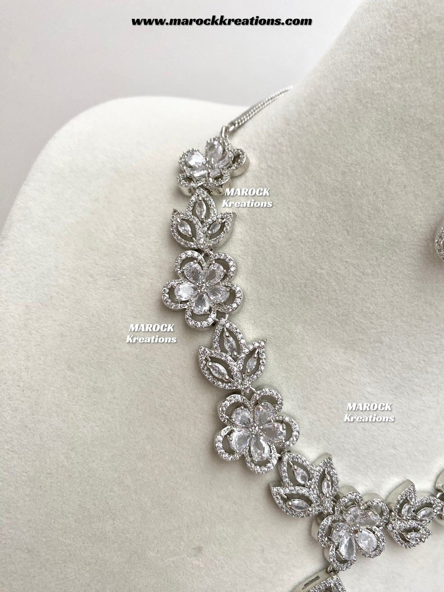 Sibani Silver American Diamond Necklace set