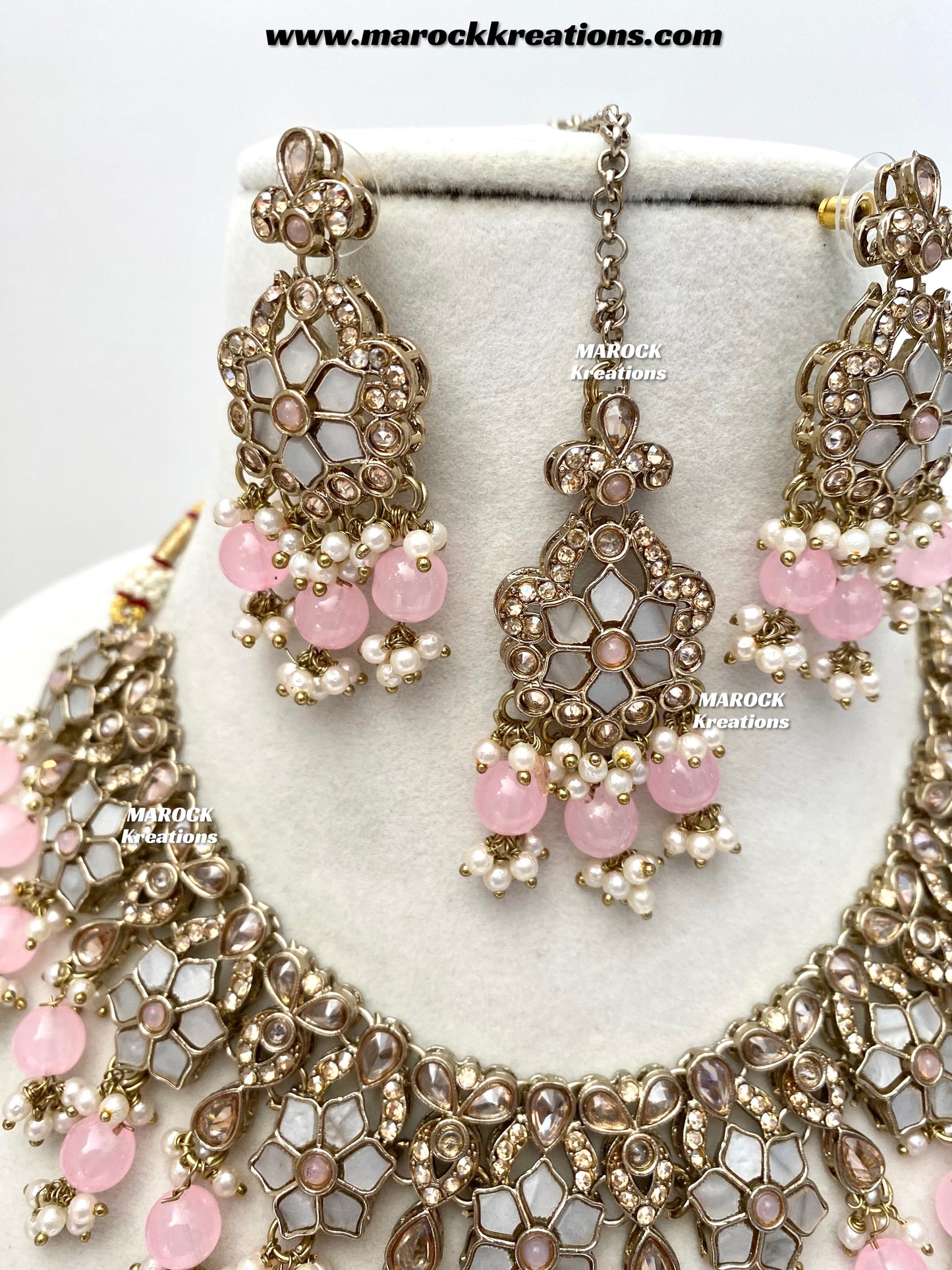 Arpan Antique Gold Polki MOP Statement Necklace set