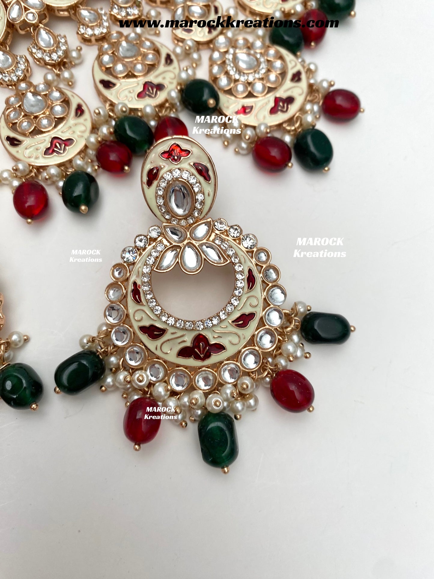 Nirvi Premium Quality Rose Gold Kundan Meenakari Choker/Necklace set