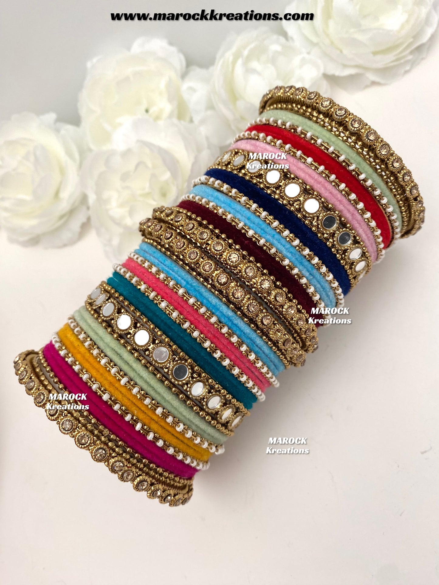 Multi color Bangles set with mirror kade/ jago and sangeet bangels