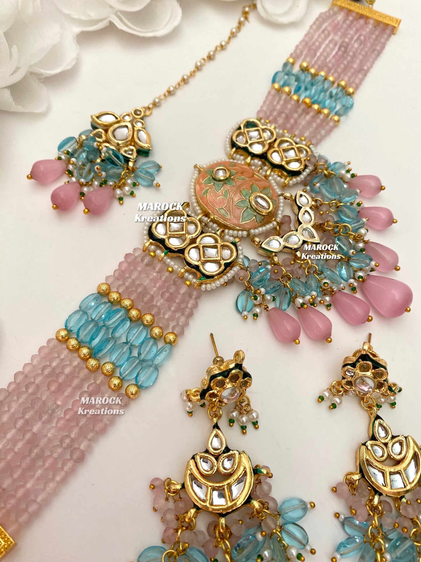 Brinda Premium Quality Kundan Meenakari Statement Choker set