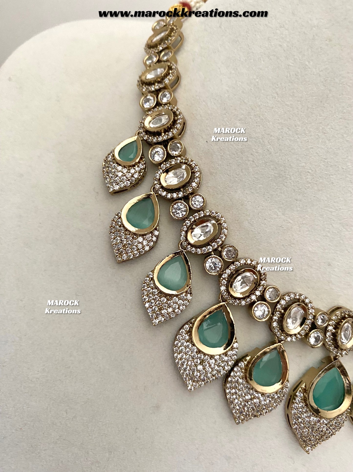 Kimmi Premium Quality Moissanite Kundan and American diamond Necklace set