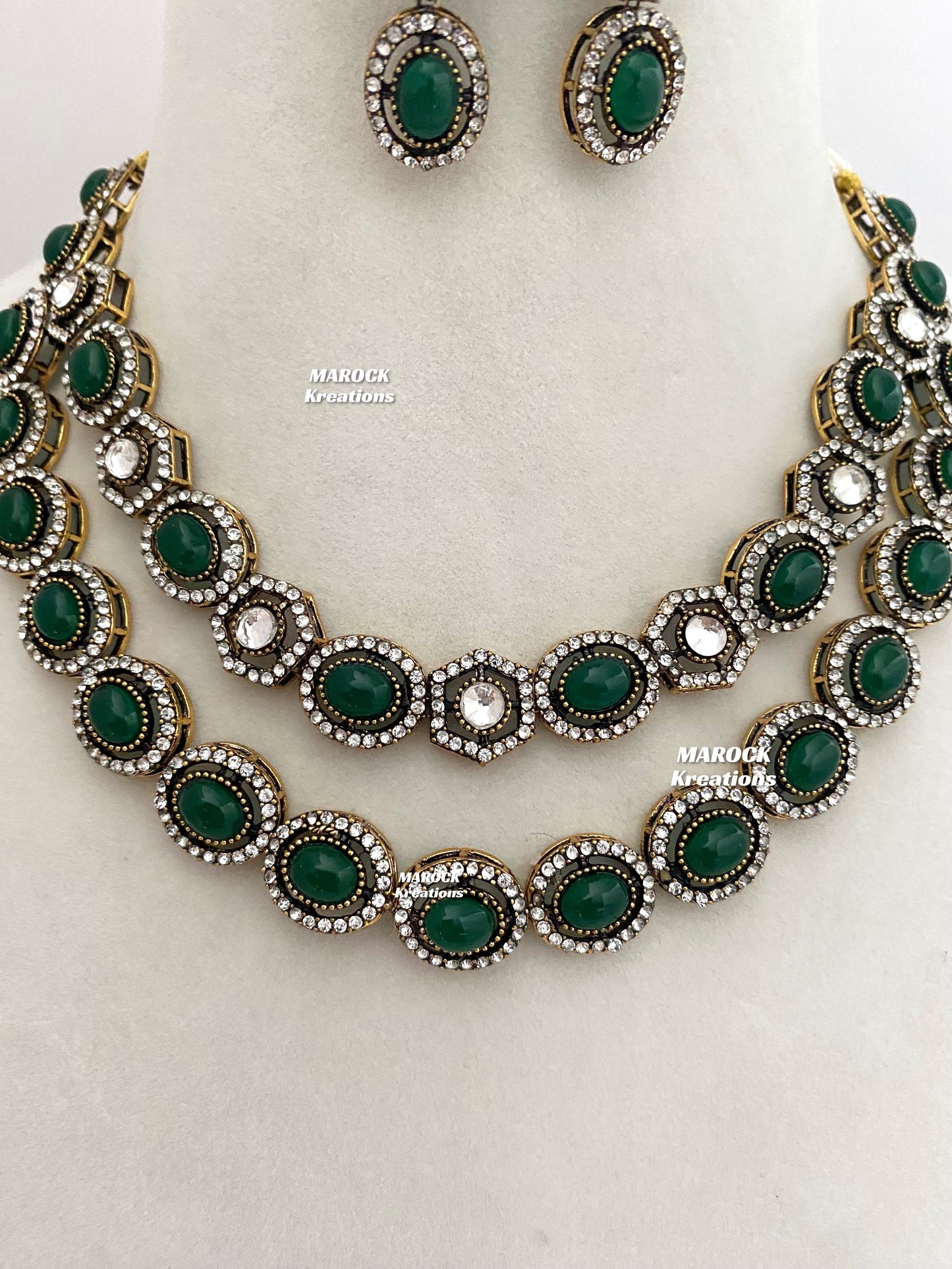 Sheenam Victorian Kundan Double layer Necklace set