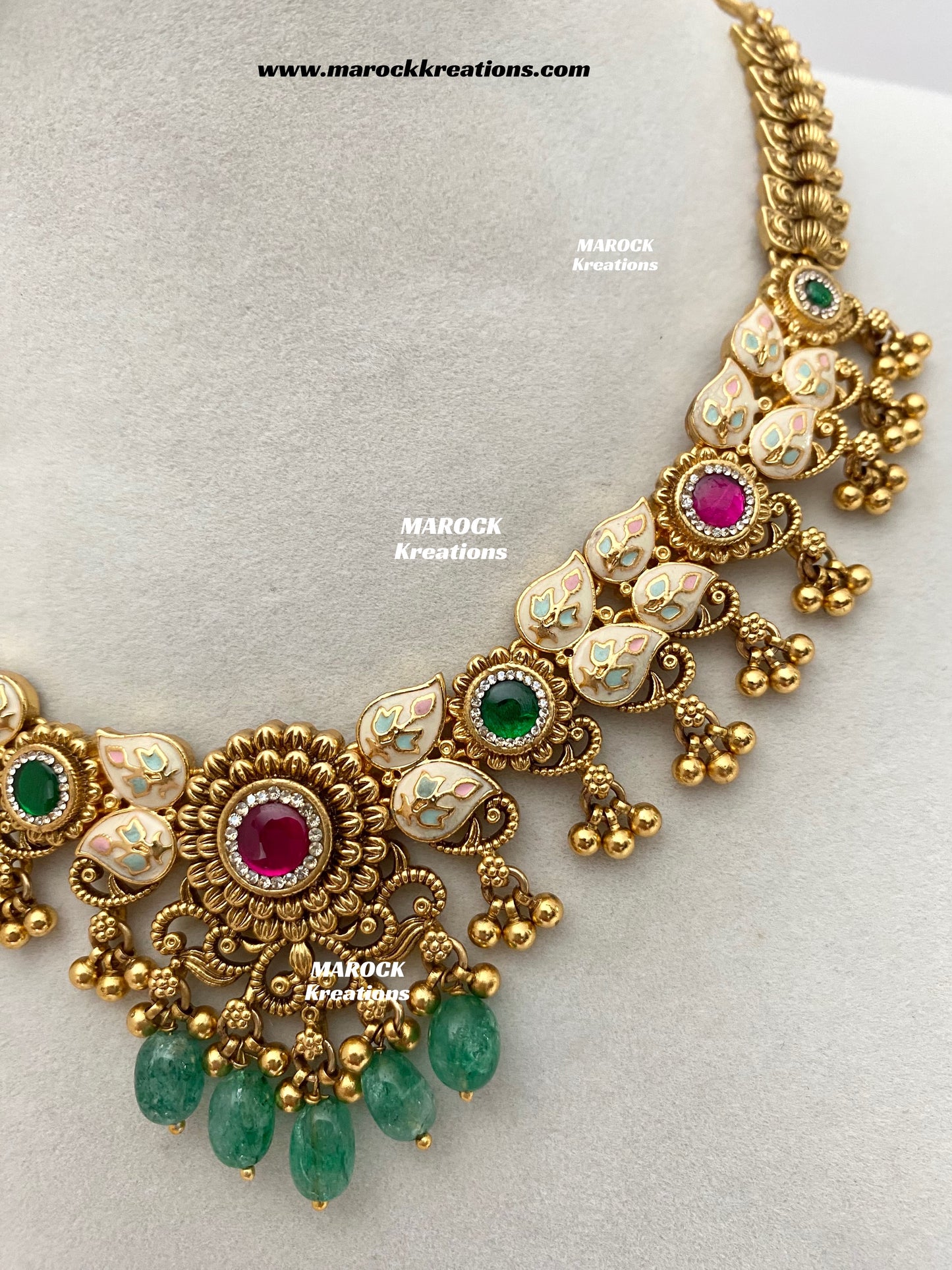 Mayuri Premium Quality Gold Plated Meenakari Rajwadi Necklace set