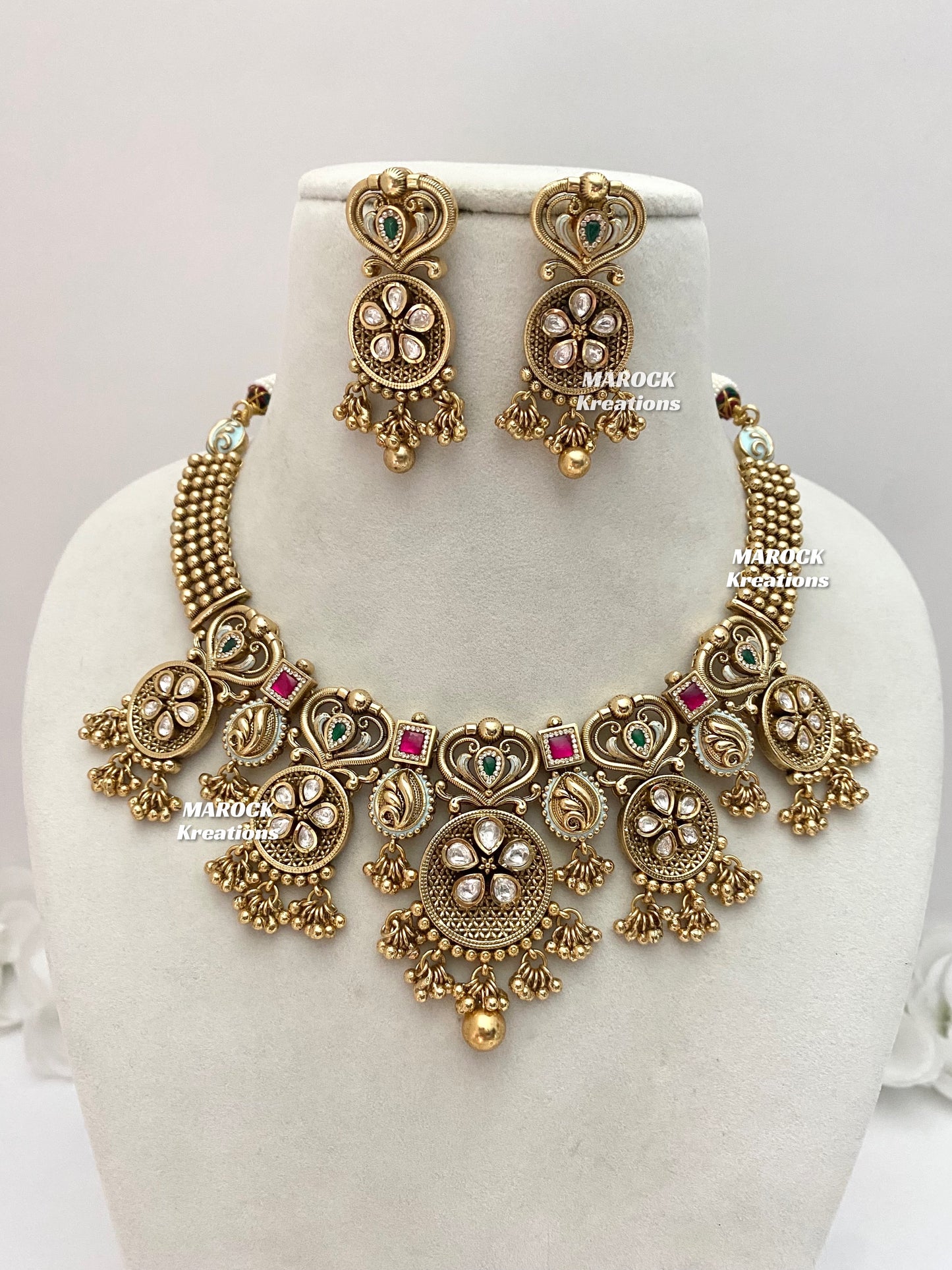 Rafia Premium Quality Gold plated Kundan exclusive Necklace set