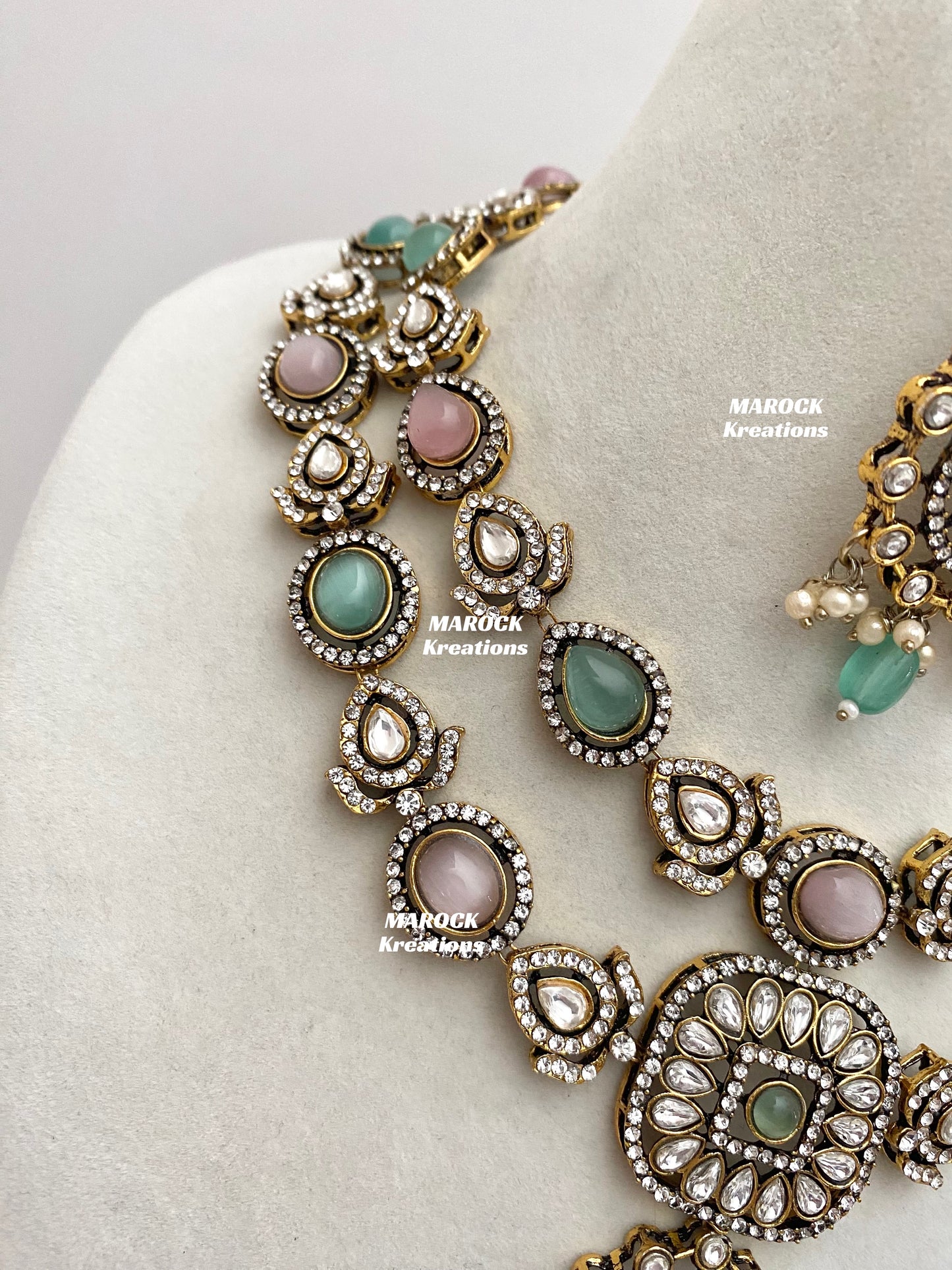 Hanali Victorian Kundan Statement Necklace set