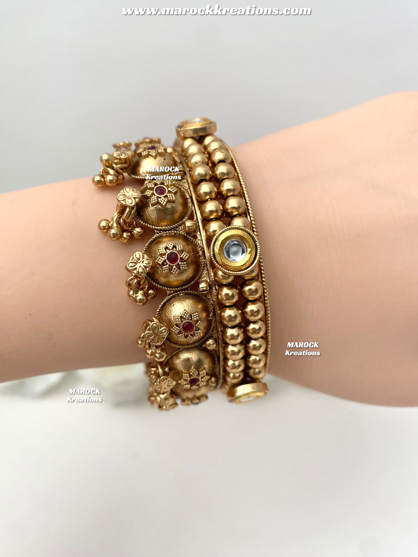 Nafisa Premium Quality Matt Finish Gold plated openable Rajwadi statement Bangles/Kangan
