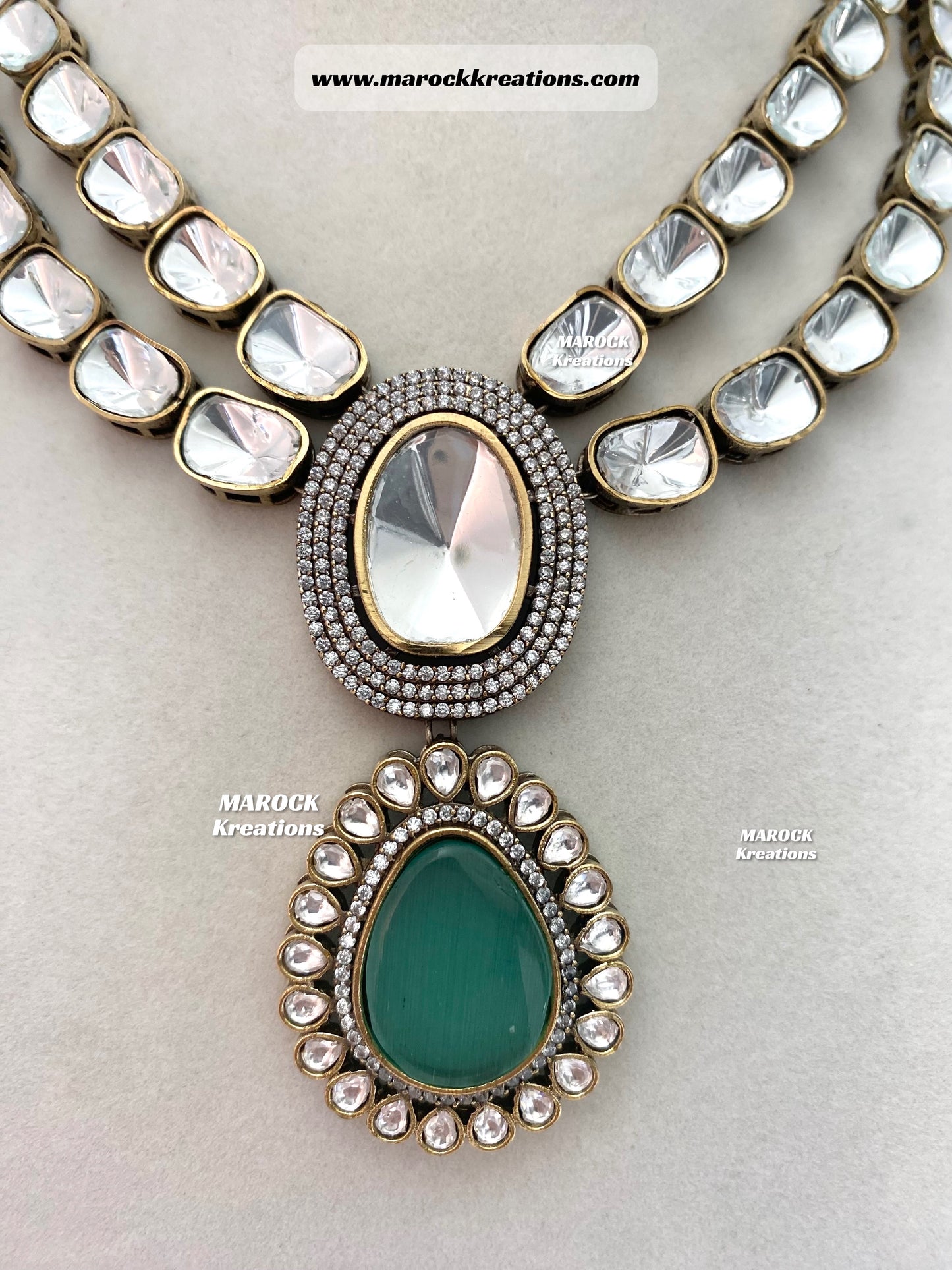 Premium Quality uncut Kundan Moissanite Necklace set