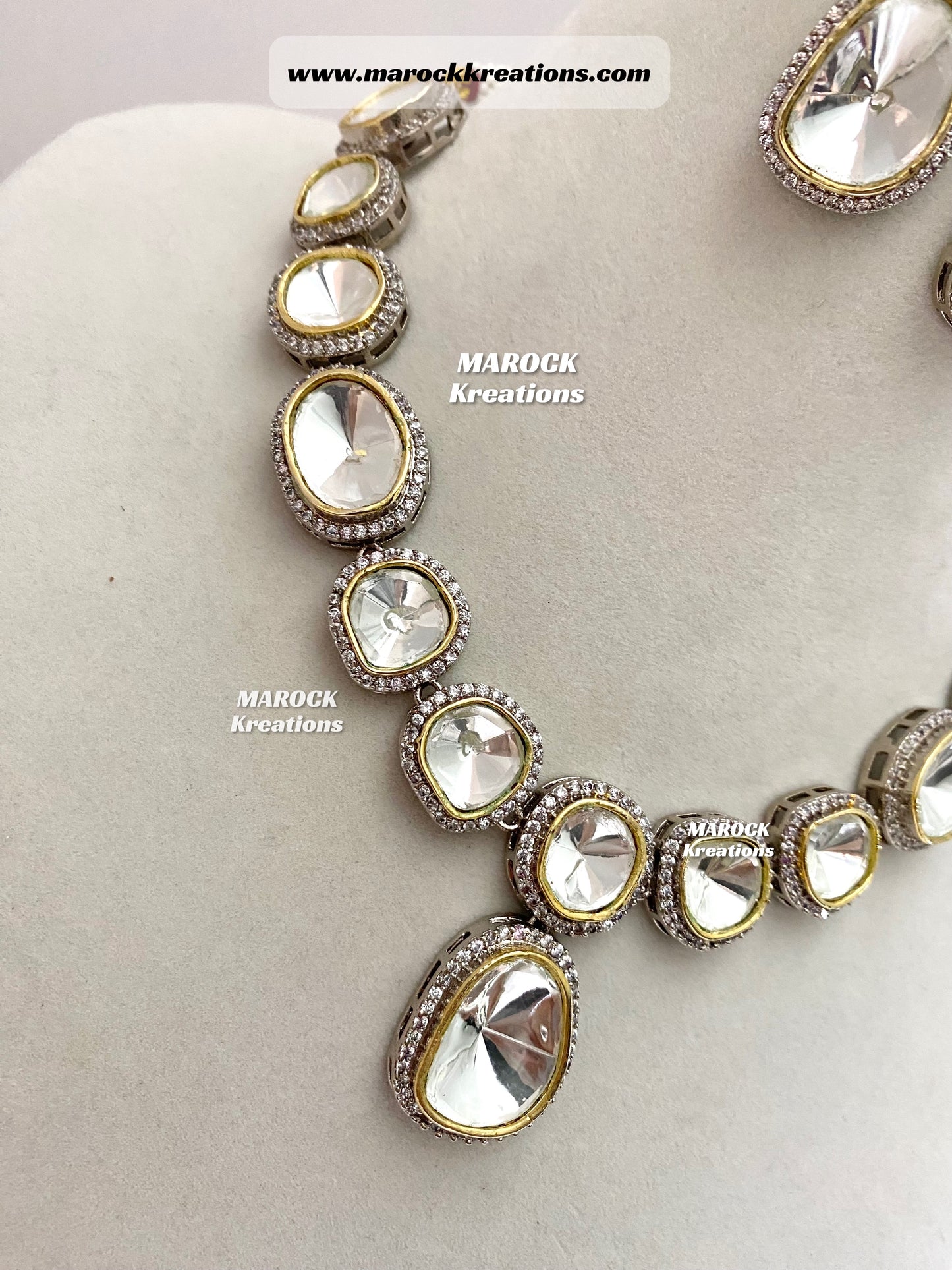 Tyani inspired Premium Quality dual tone uncut Kundan Necklace set