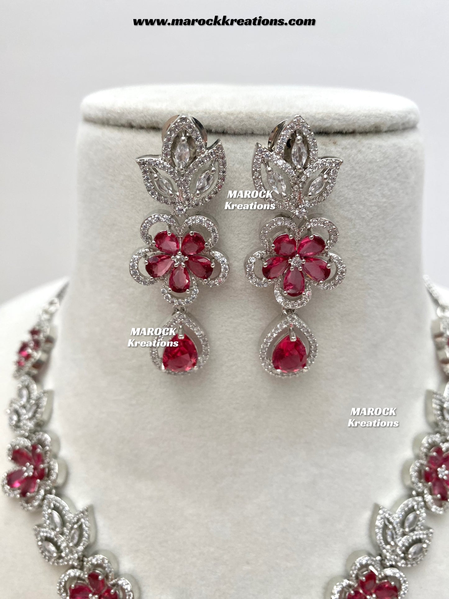 Sibani Silver American Diamond Necklace set