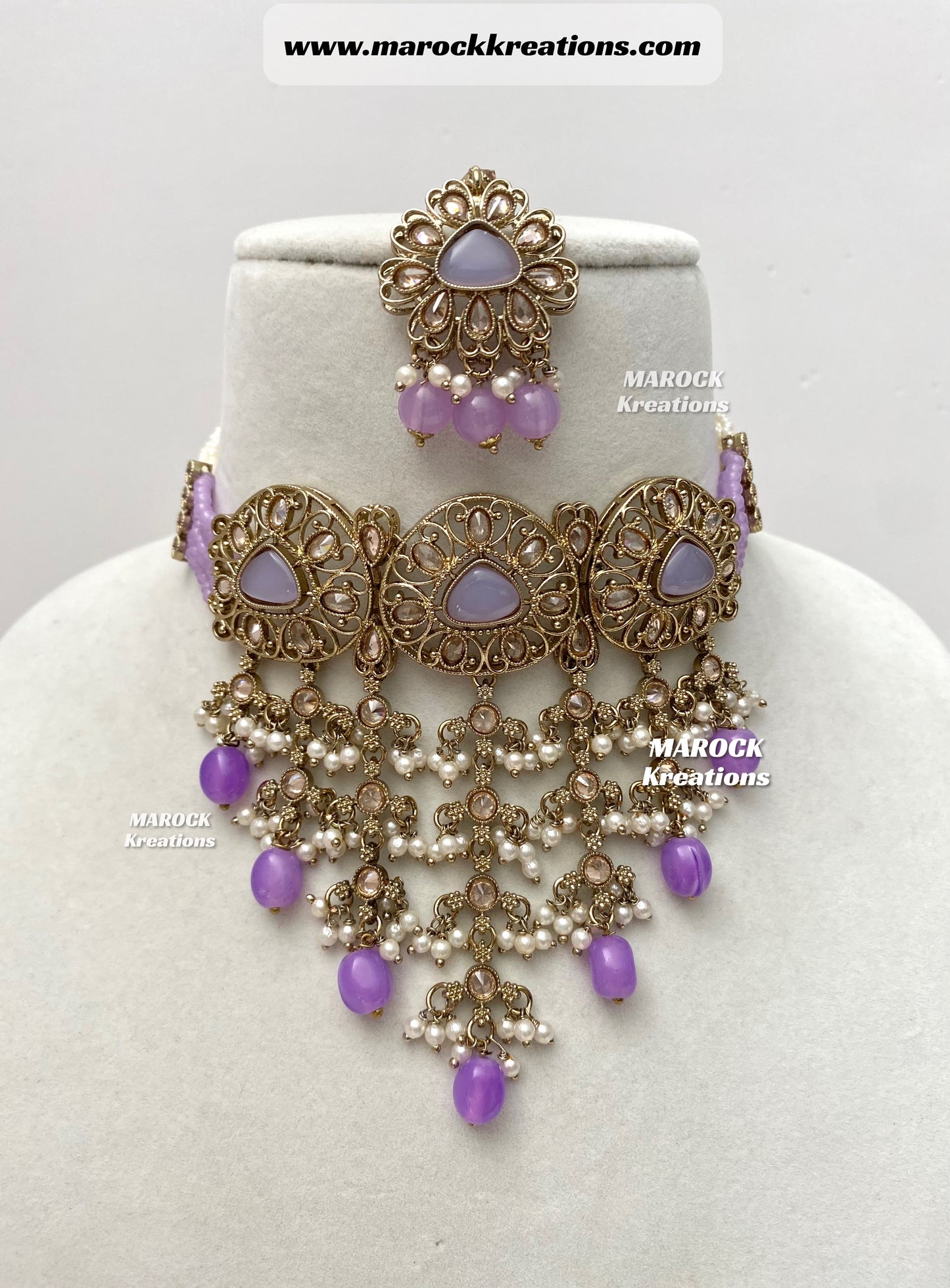 Amaira Antique Gold Polki choker set