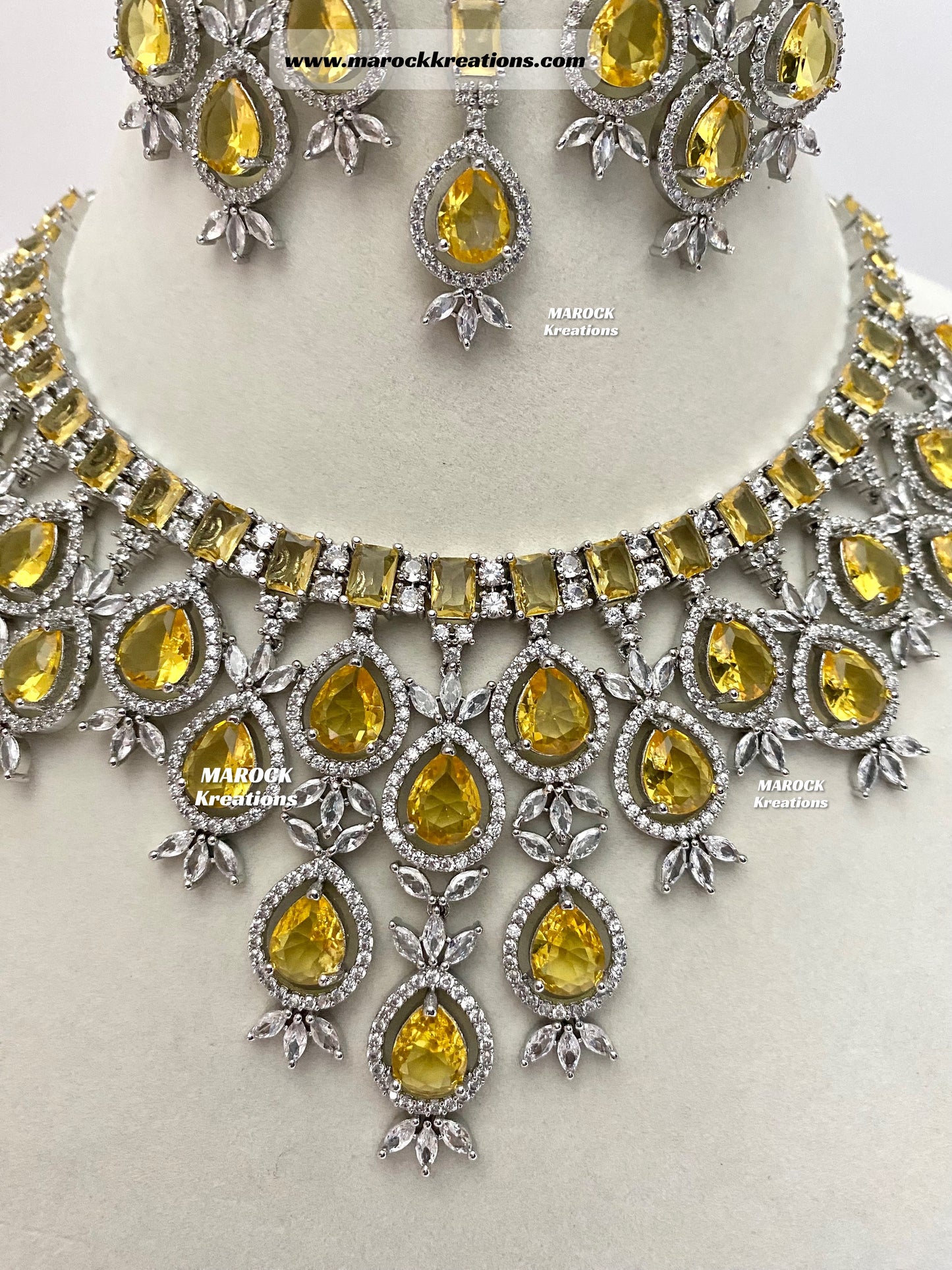 Noria Silver American Diamond Necklace set
