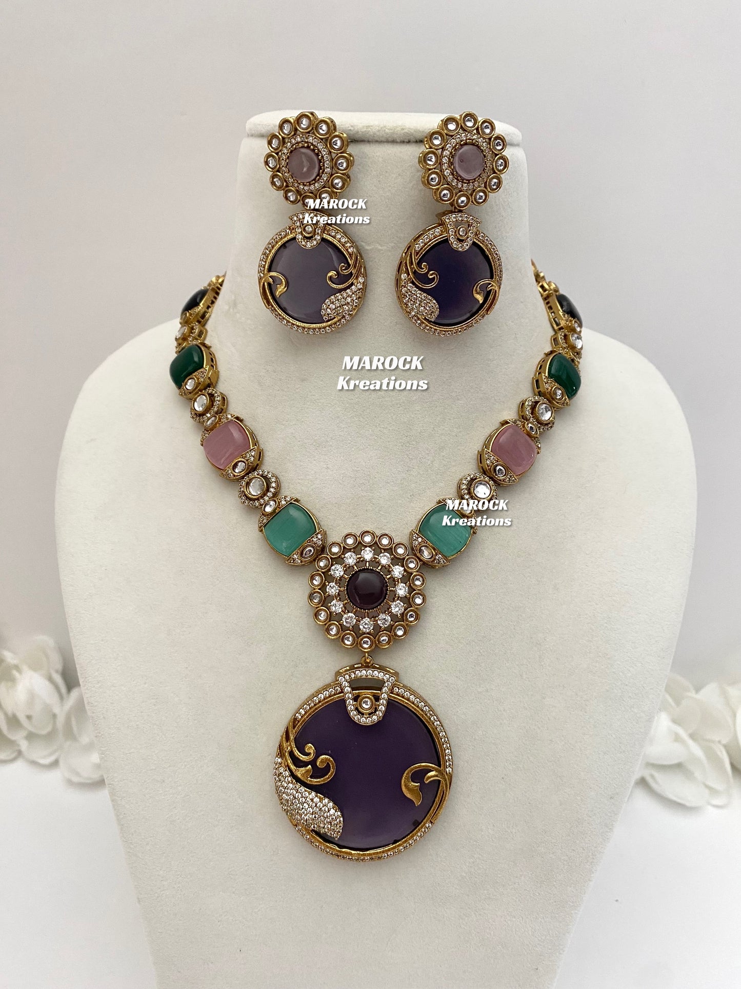 Haniya Sabyasachi inspired Premium Quality Moissanite Kundan Statement Necklace set