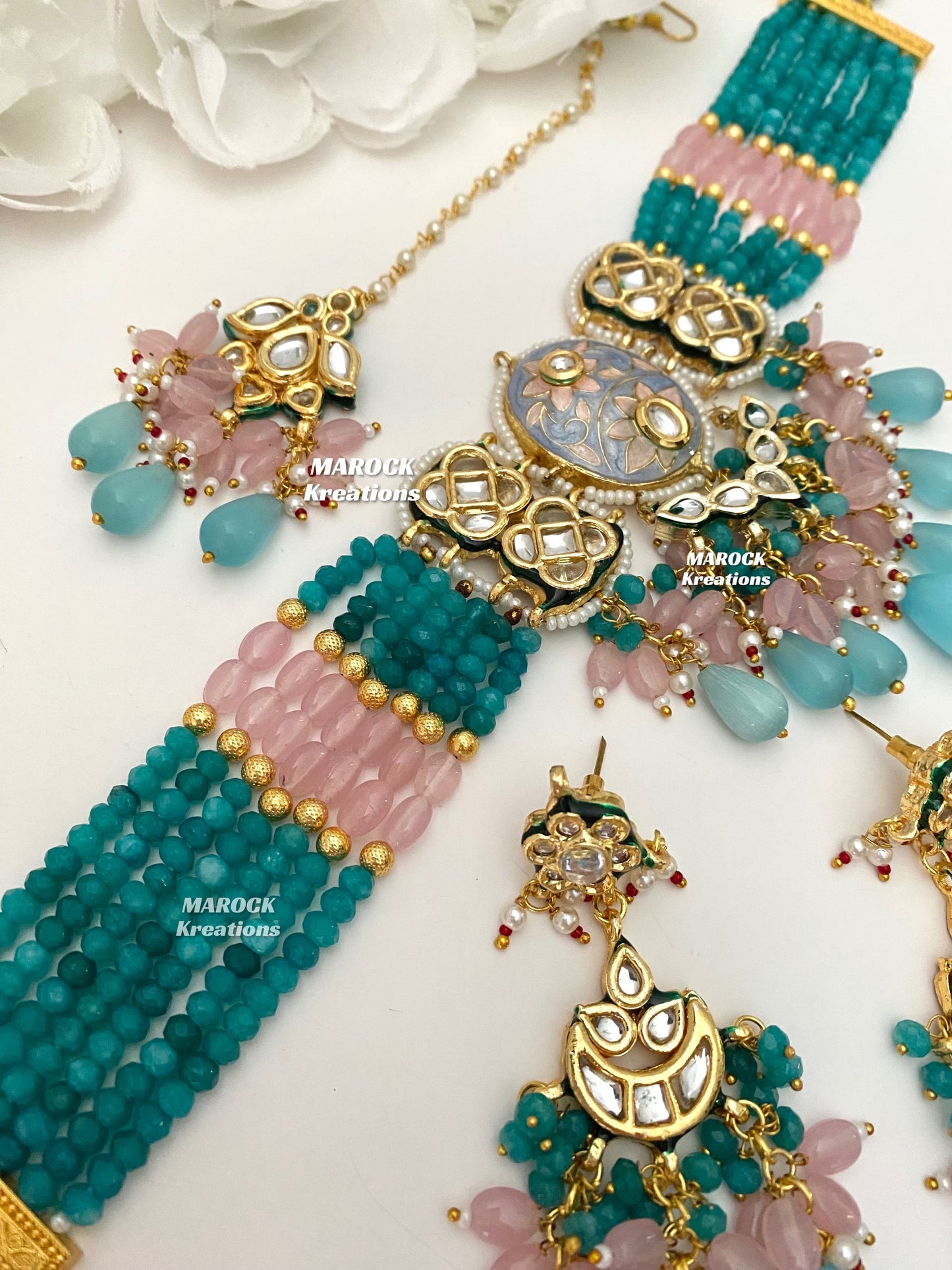 Brinda Premium Quality Kundan Meenakari Statement Choker set
