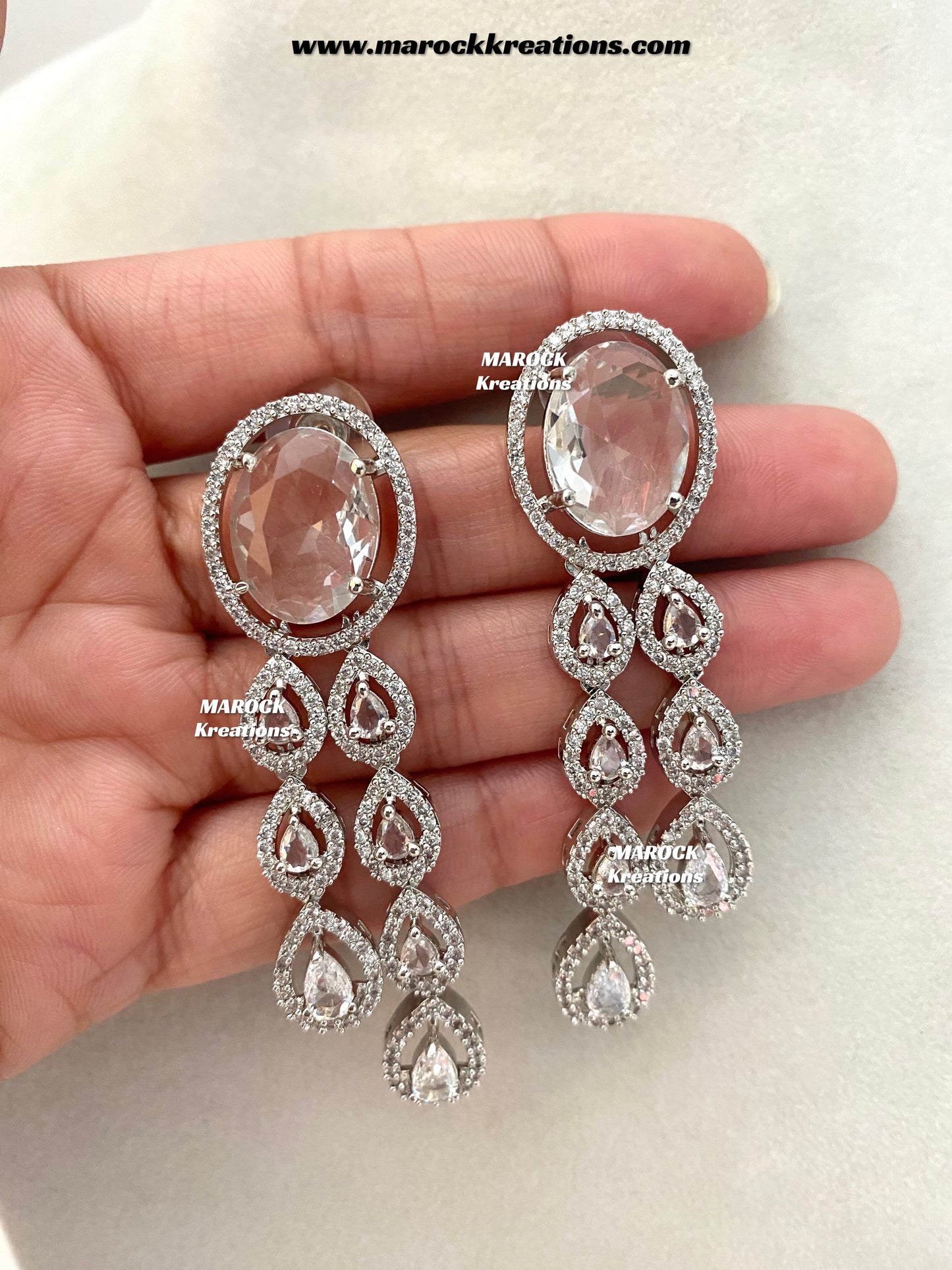 Zehra Silver American Diamond Double layer Necklace set