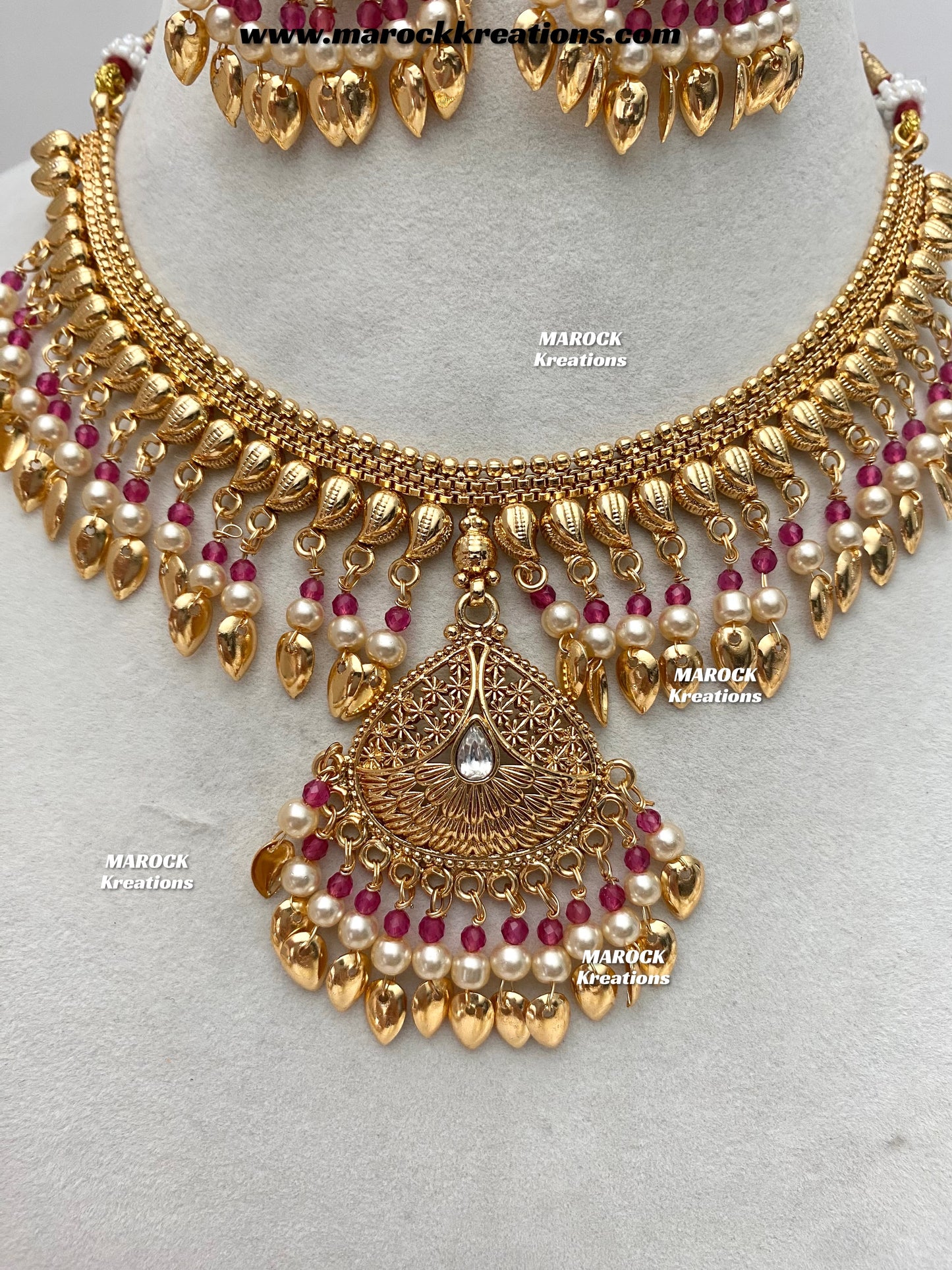 Feraz Premium Quality Gold Plated peepal patti necklace set