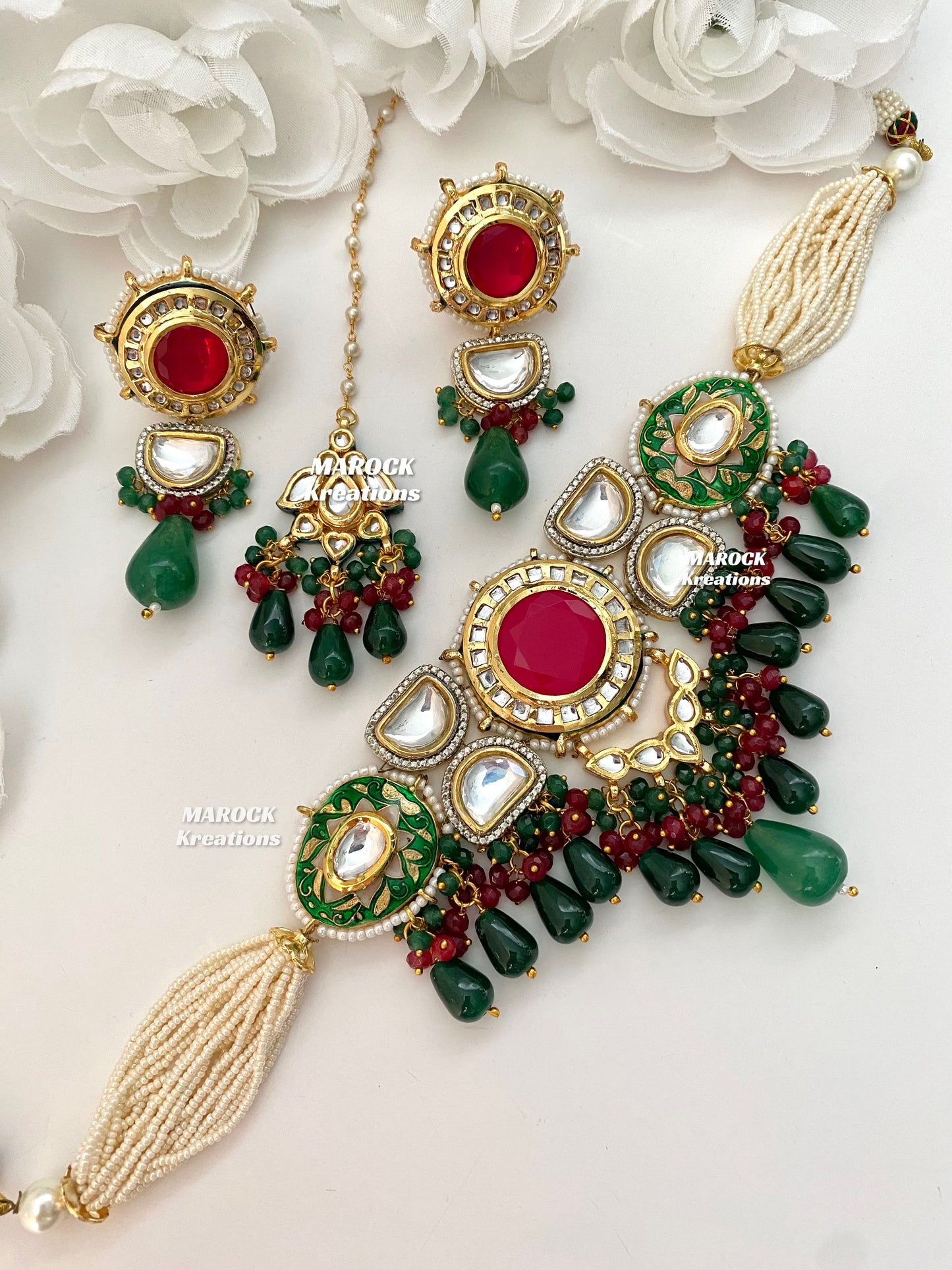 Nia Premium Quality uncut Kundan Meenakari Statement Choker set