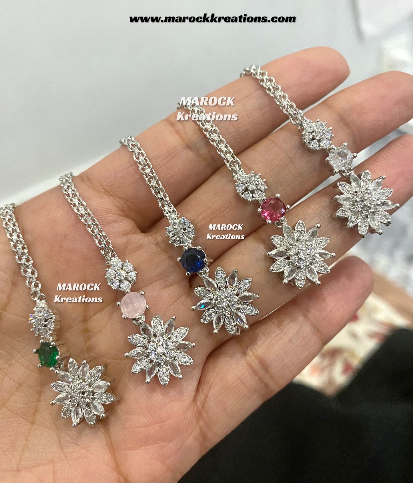 Silver base American Diamond Tikka