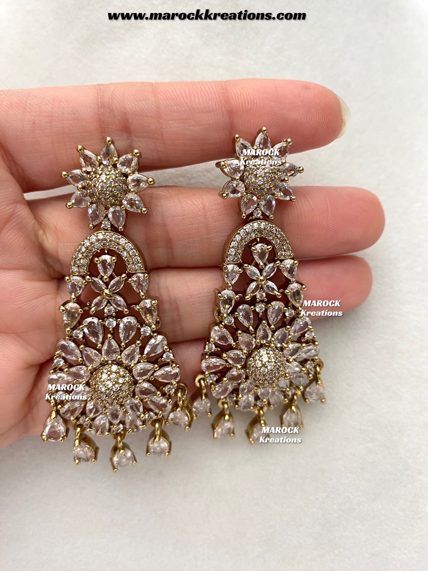 Zenab Antique Gold American Diamond Statement Necklace set