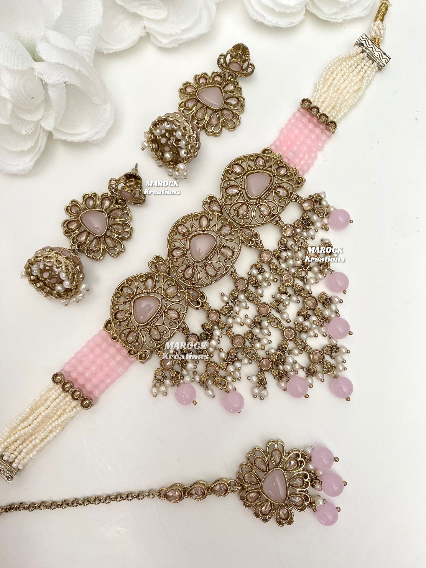 Amaira Antique Gold Polki choker set
