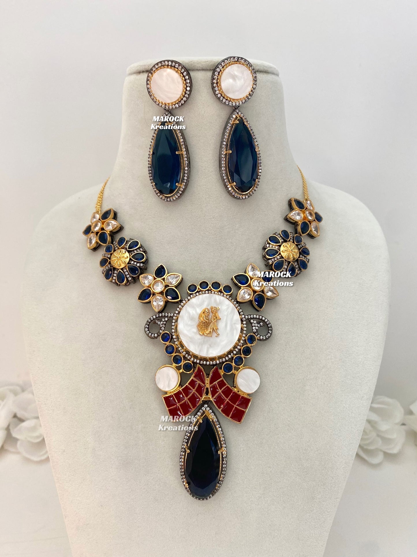 Raha Premium Quality Victorian Kundan Necklace set