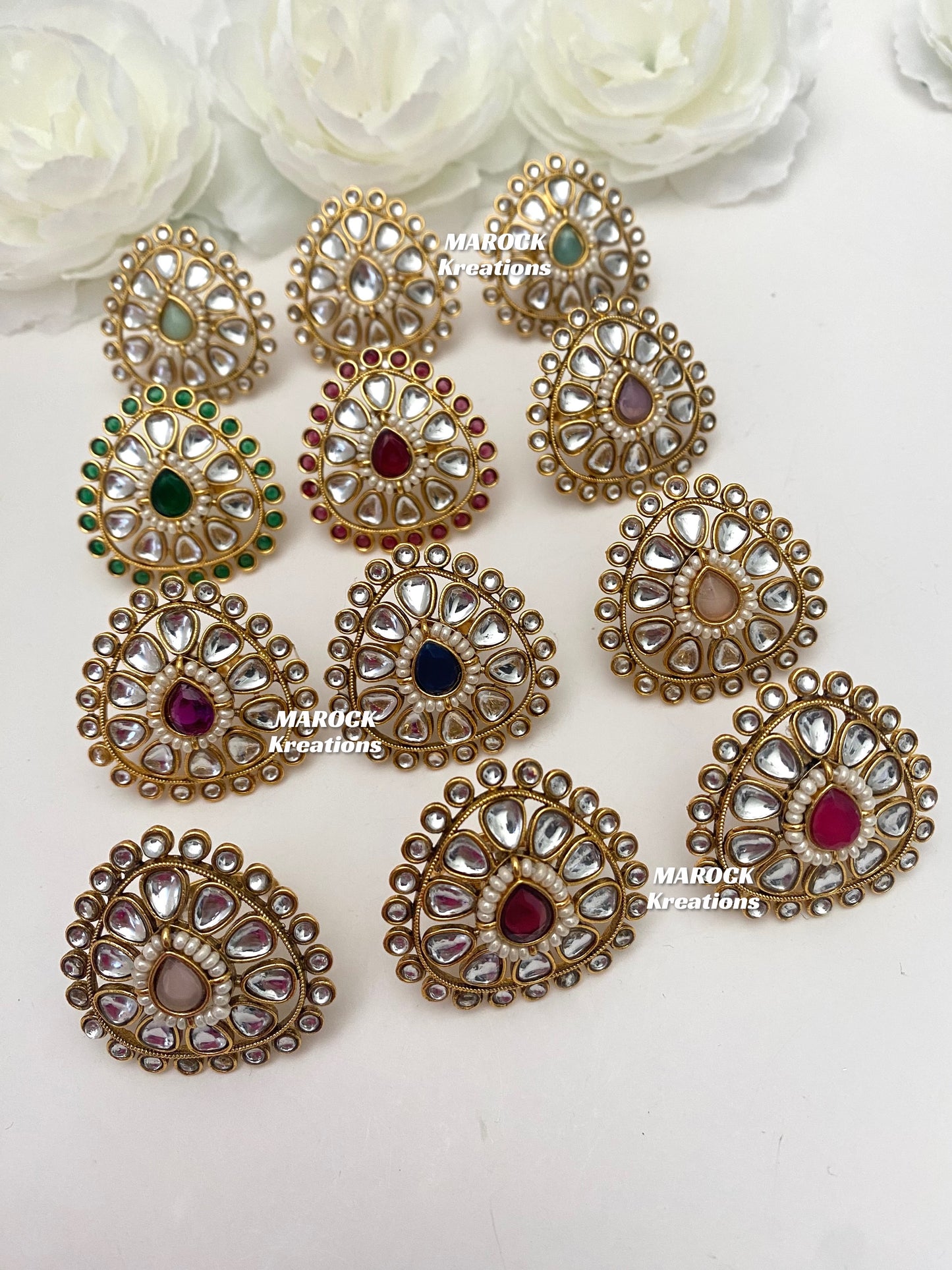 Premium Quality Kundan Statement adjustable Finger Ring