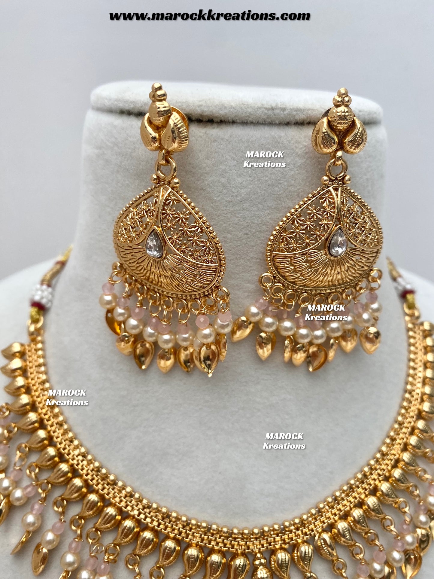 Feraz Premium Quality Gold Plated peepal patti necklace set