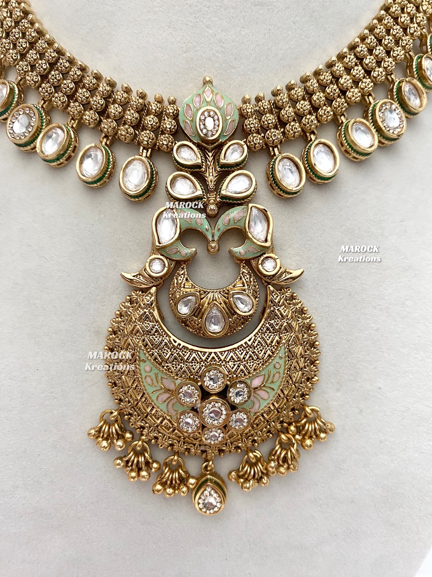Nadia Premium Quality Gold plated Kundan exclusive Meenakari Necklace set