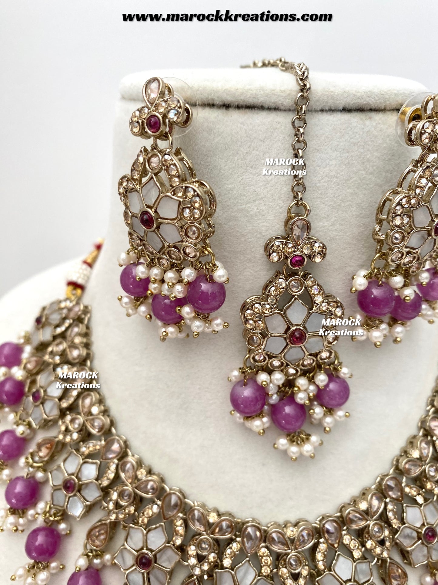 Arpan Antique Gold Polki MOP Statement Necklace set