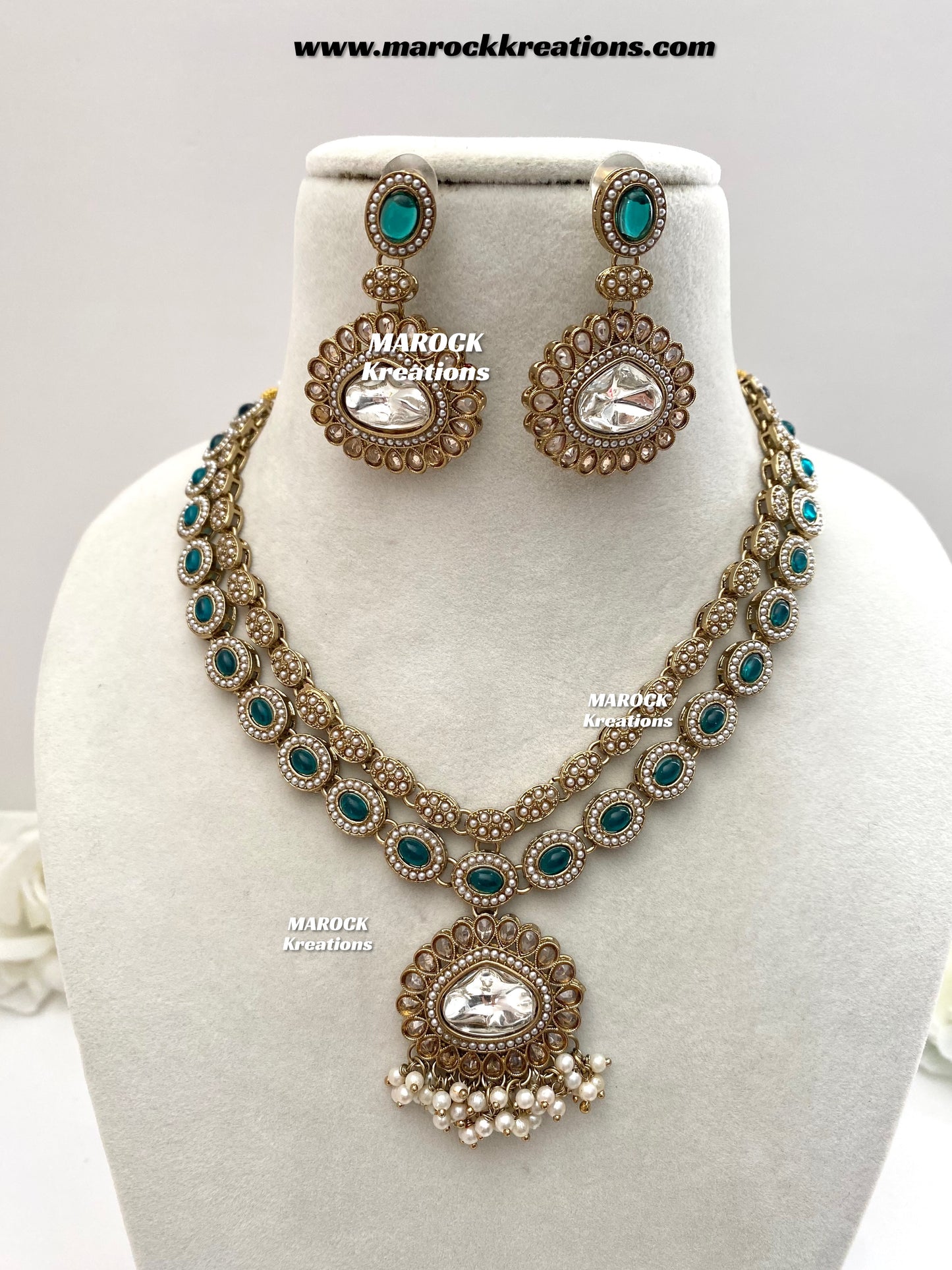 Nadira Kundan Polki double layer Necklace set