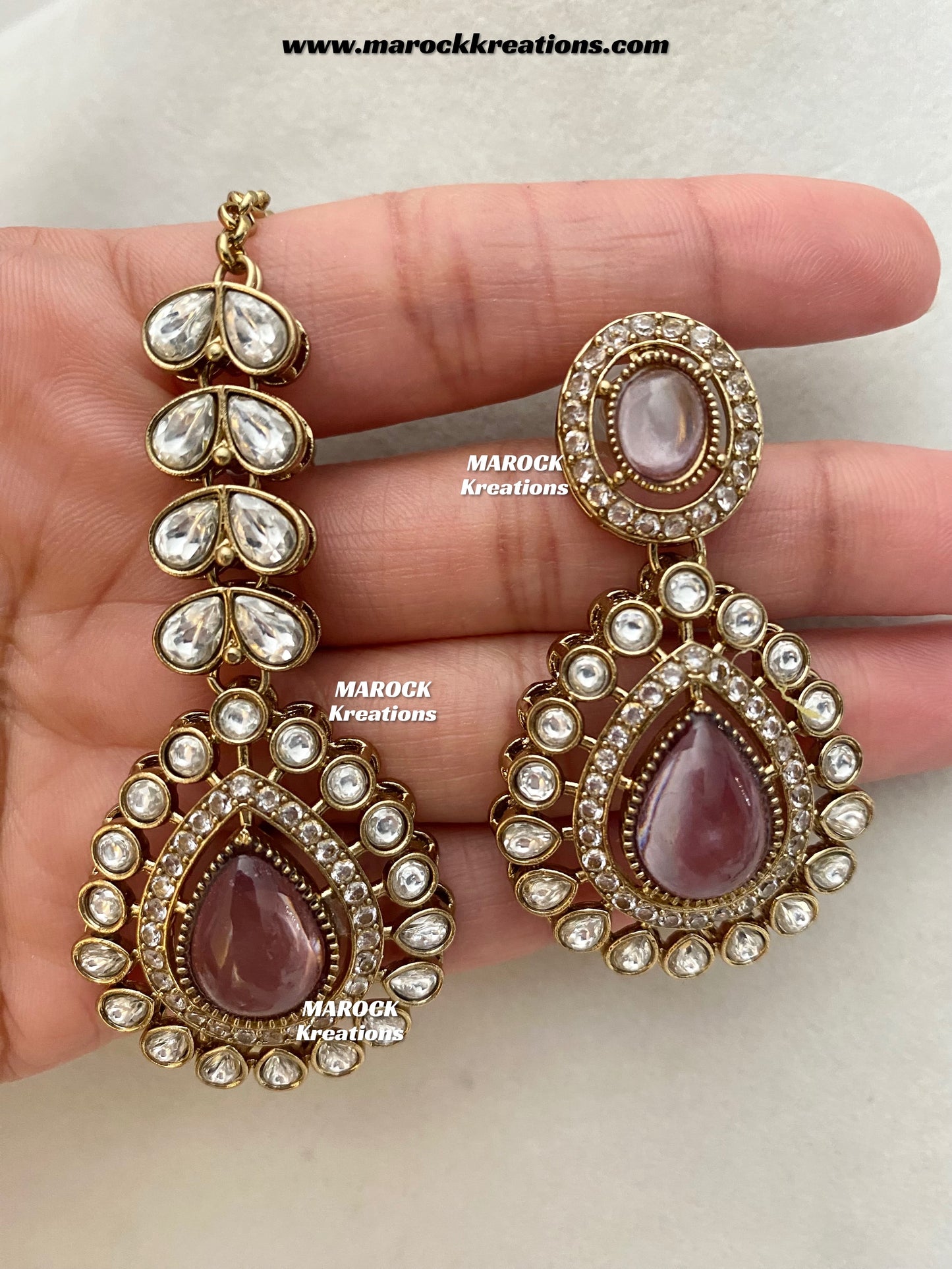 Zafina Premium Quality Moissanite Kundan Statement Choker/Necklace set