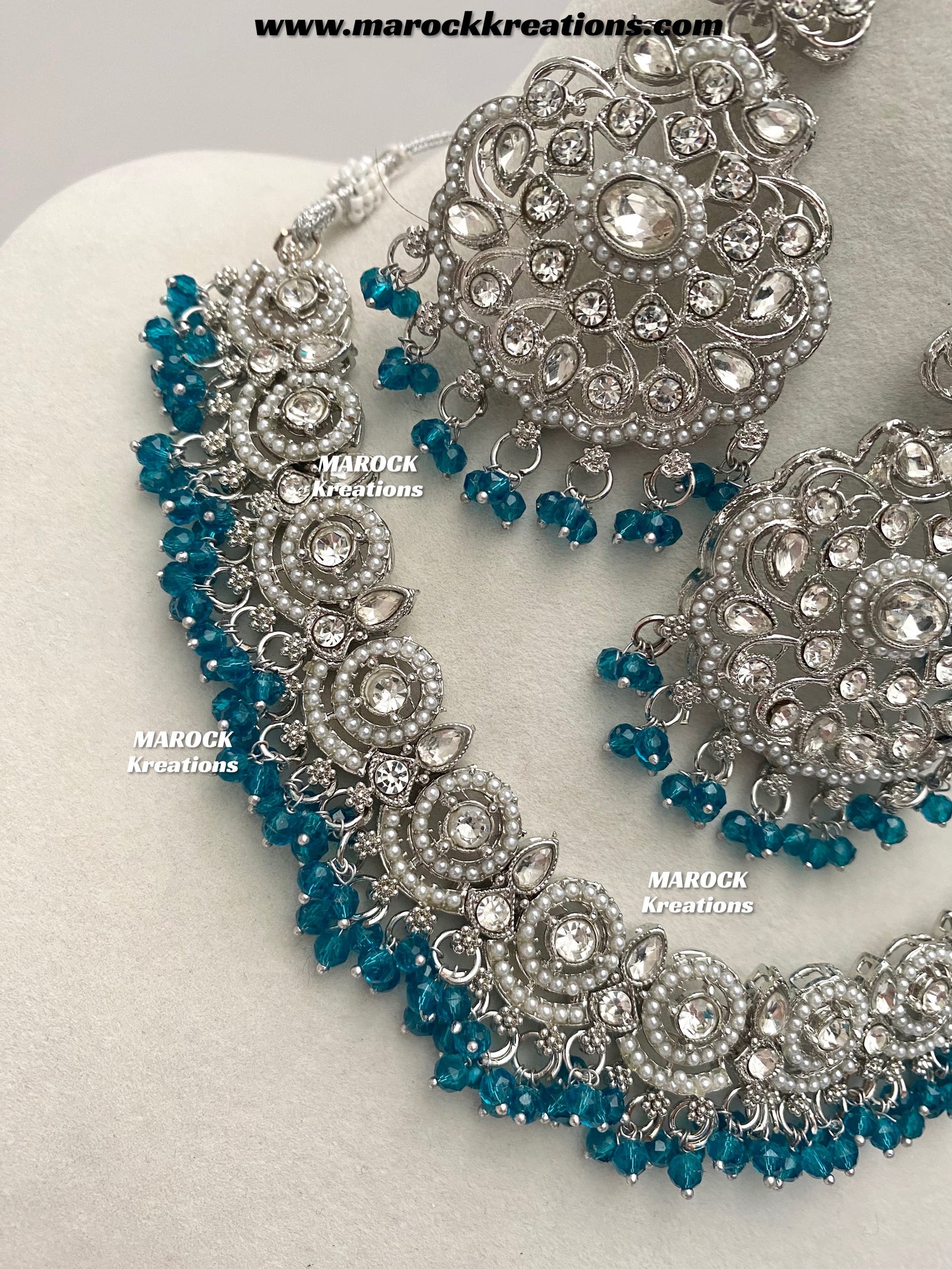 Silver Stone Necklace set