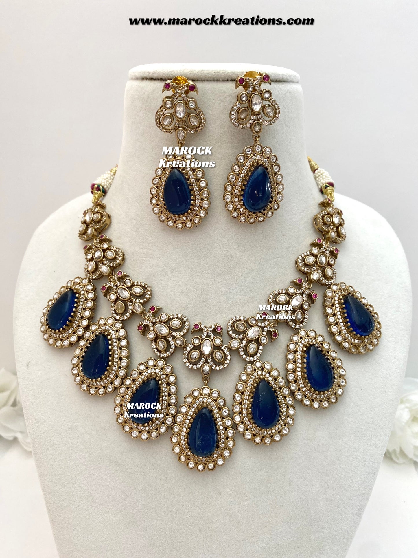 Roselina Sabyasachi inspired Premium Quality Moissanite Kundan Statement Necklace set