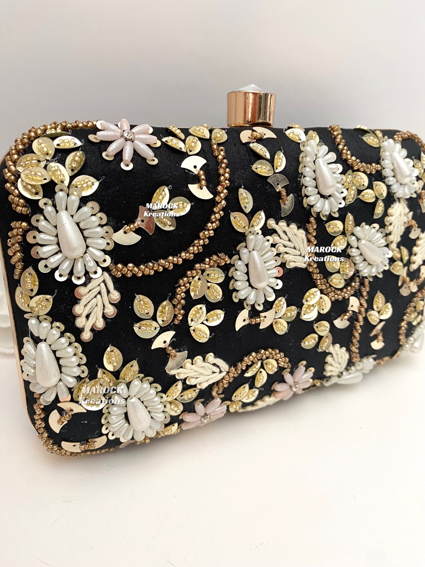 BlackHandcrafted embroidered Clutch/Evening Bag/Purse/clutch comes with a shoulder string