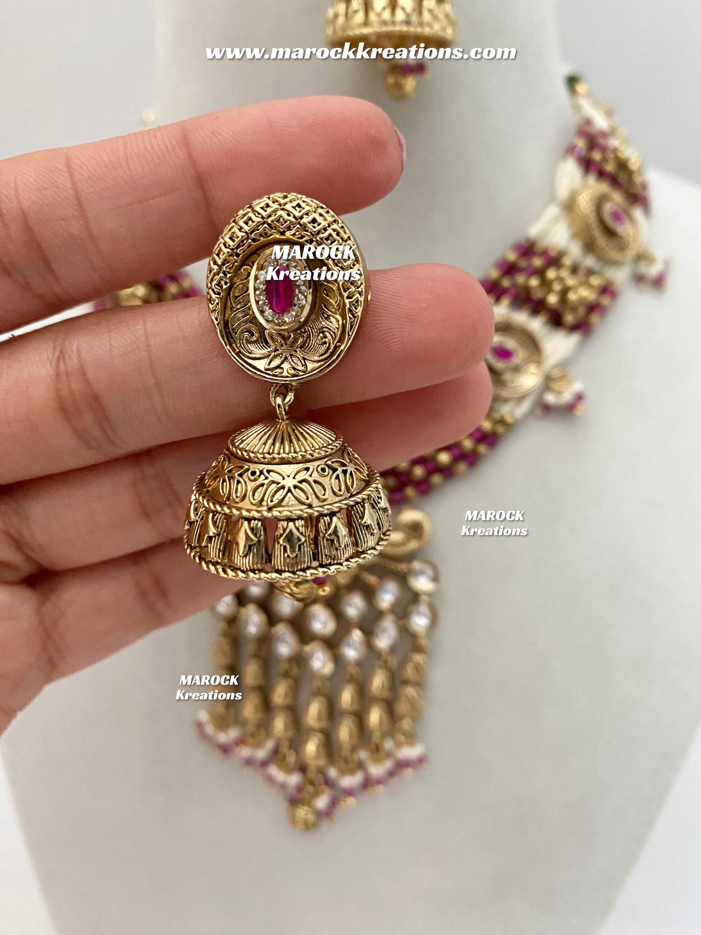 Arifa Premium Quality Gold Plated Rajwadi Necklace set