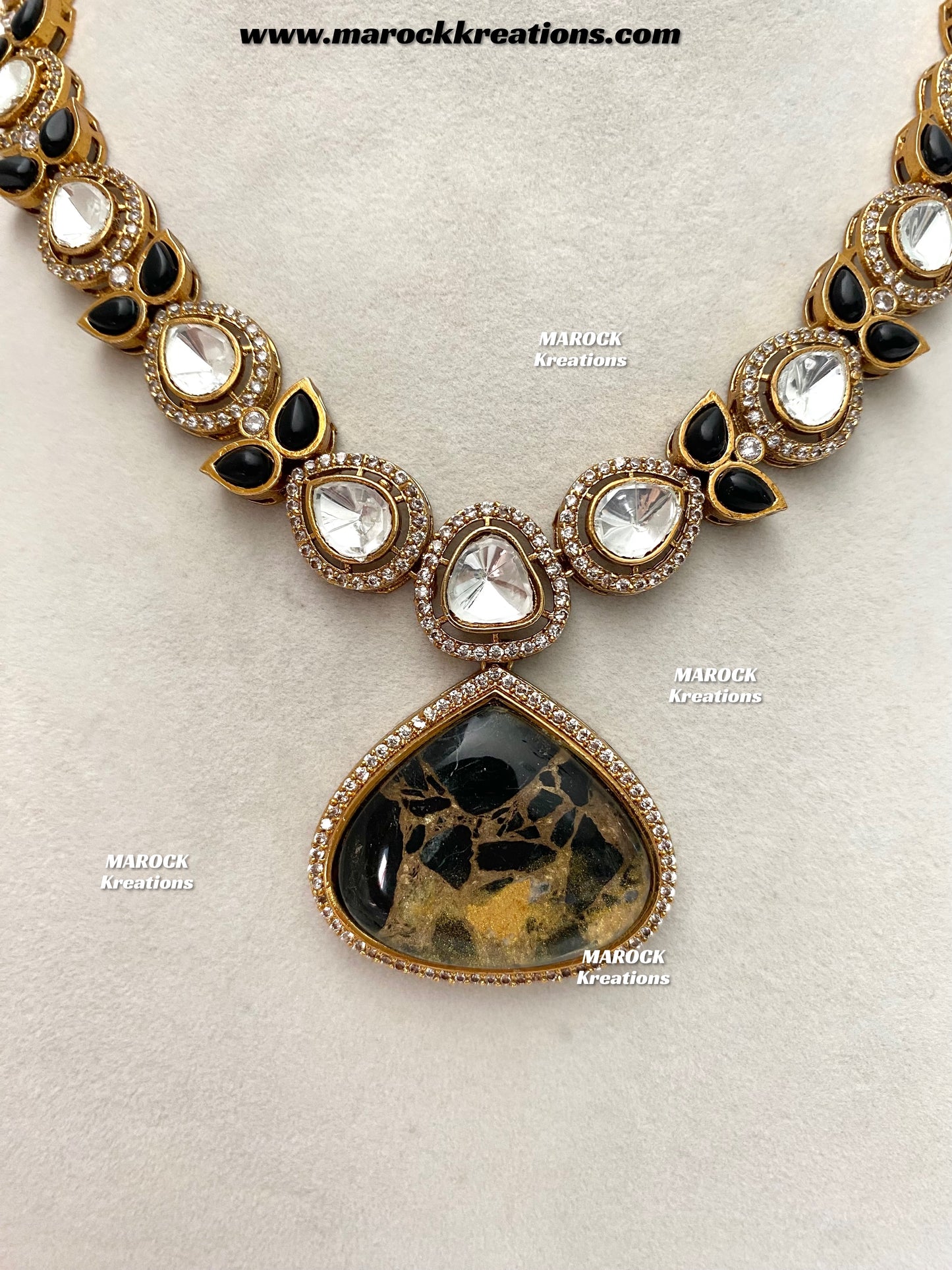 Narisha Premium Quality tyani inspired Kundan doublet stone Statement Necklace set