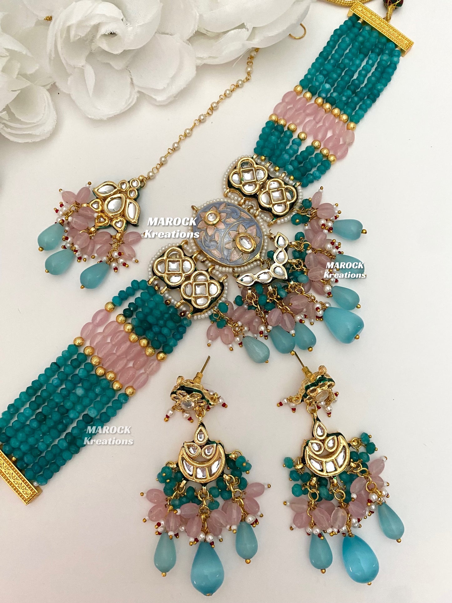 Brinda Premium Quality Kundan Meenakari Statement Choker set