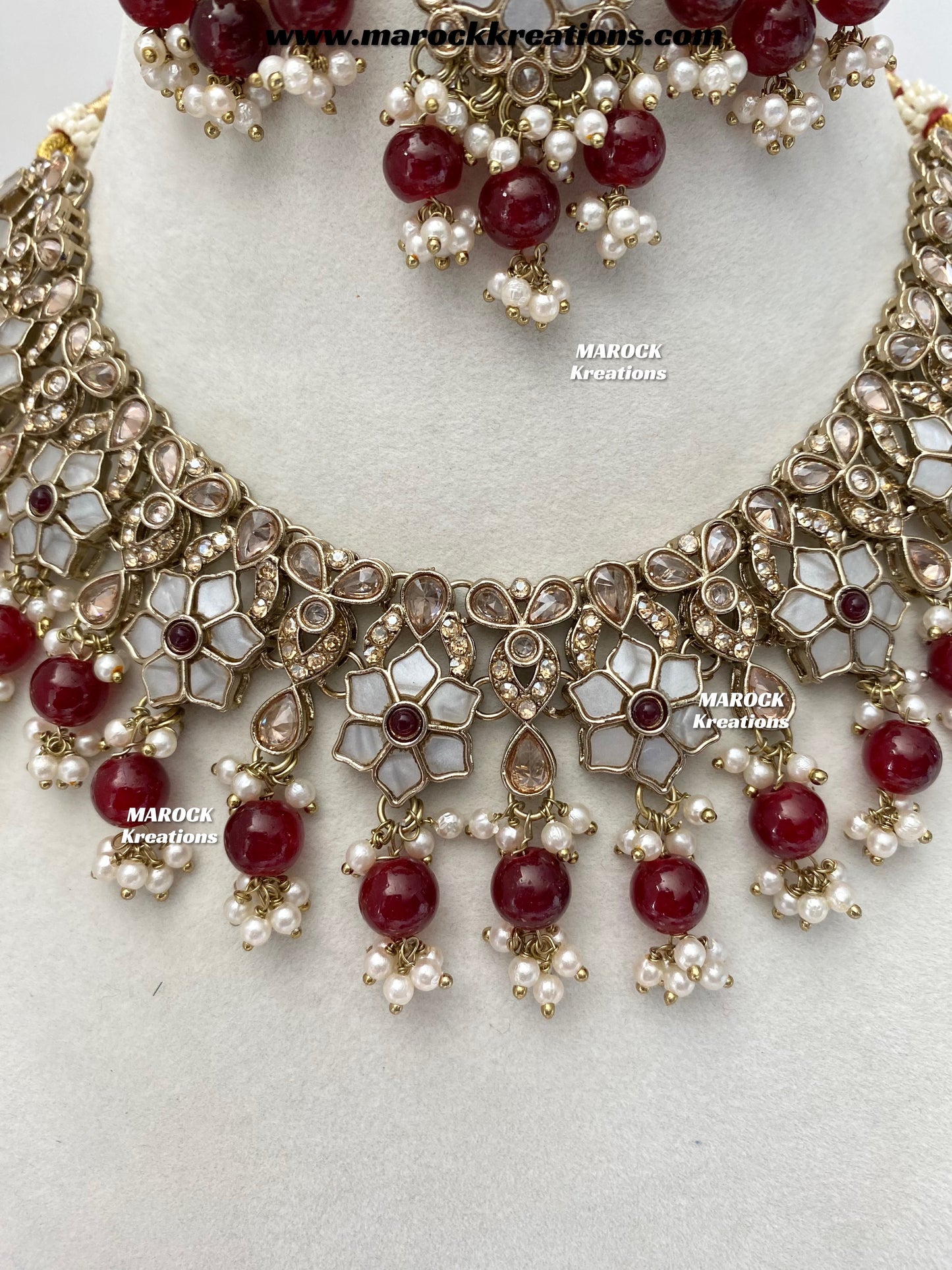 Arpan Antique Gold Polki MOP Statement Necklace set