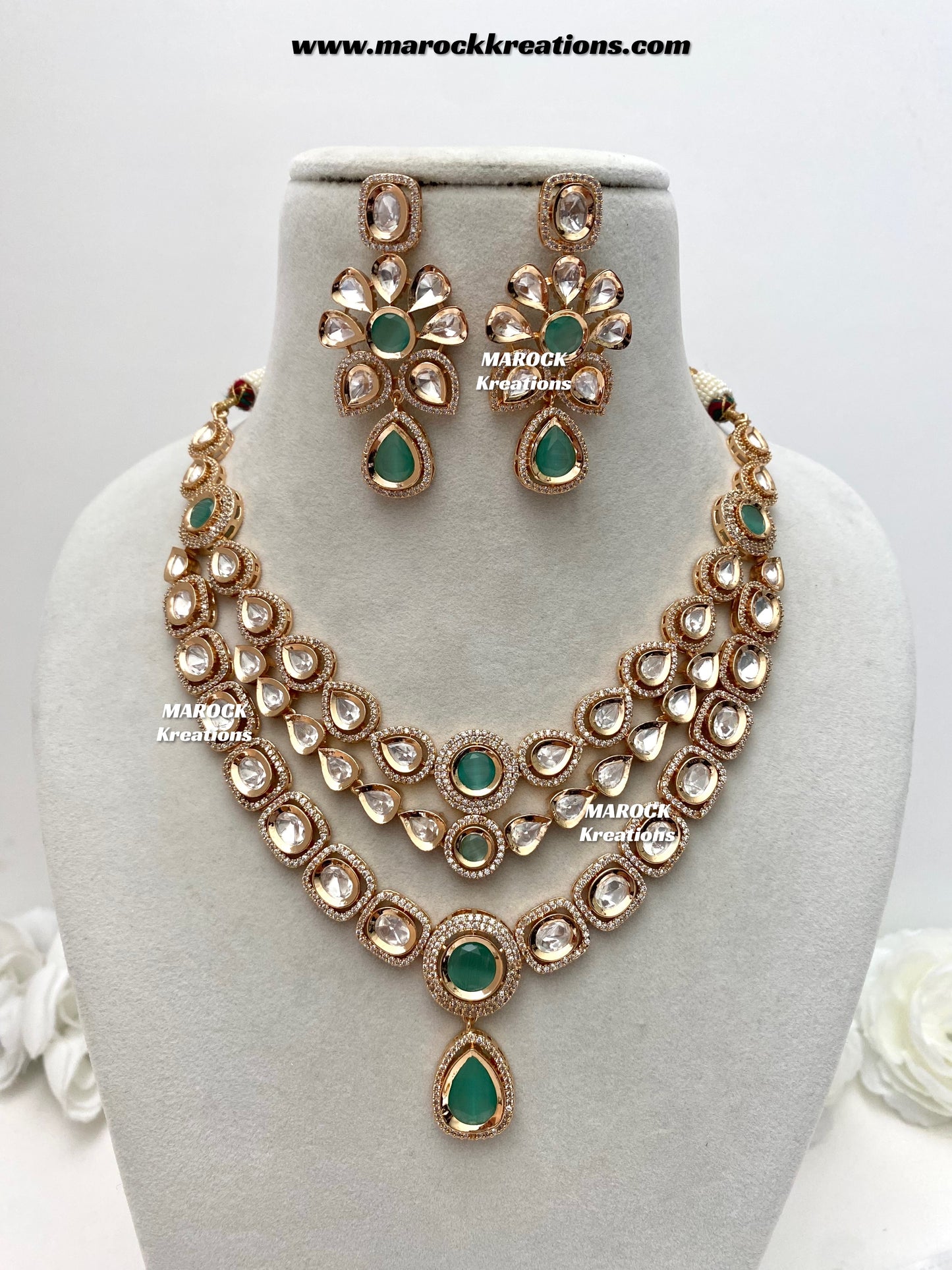 Mahnoor Premium Quality Tyani inspired Gold plated statement necklace set