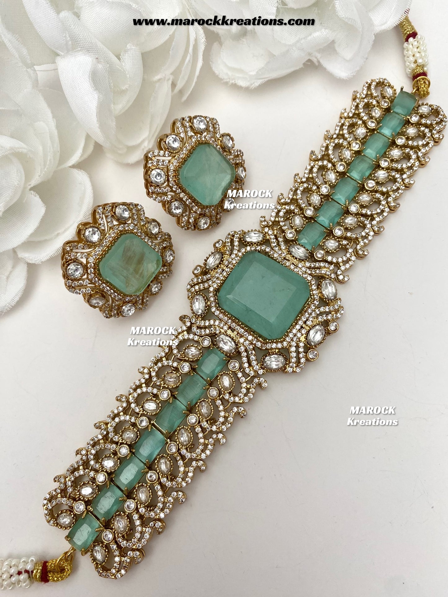 Paloma Sabyasachi inspired Premium Quality Moissanite Kundan and American Diamond choker set