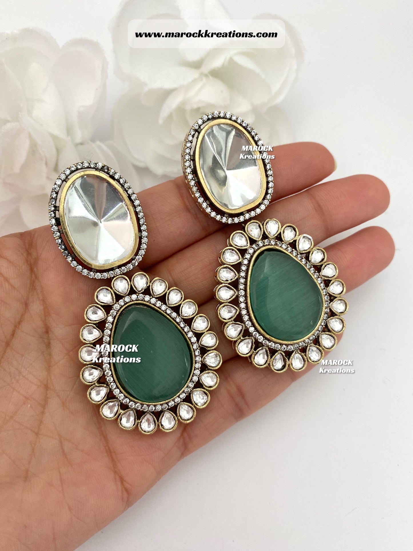 Premium Quality uncut Kundan Moissanite Necklace set