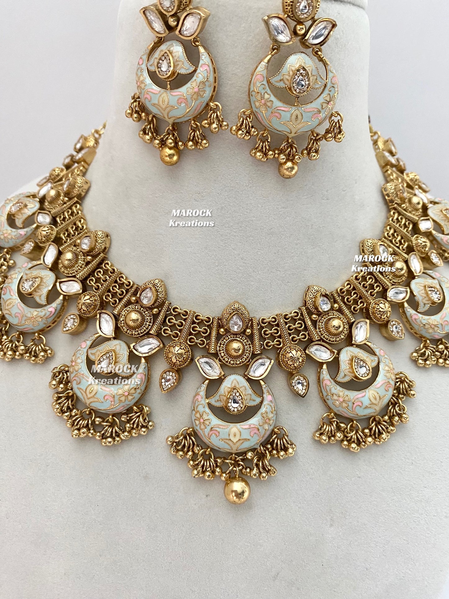Anahi Premium Quality Gold plated Kundan Meenakari exclusive Necklace set